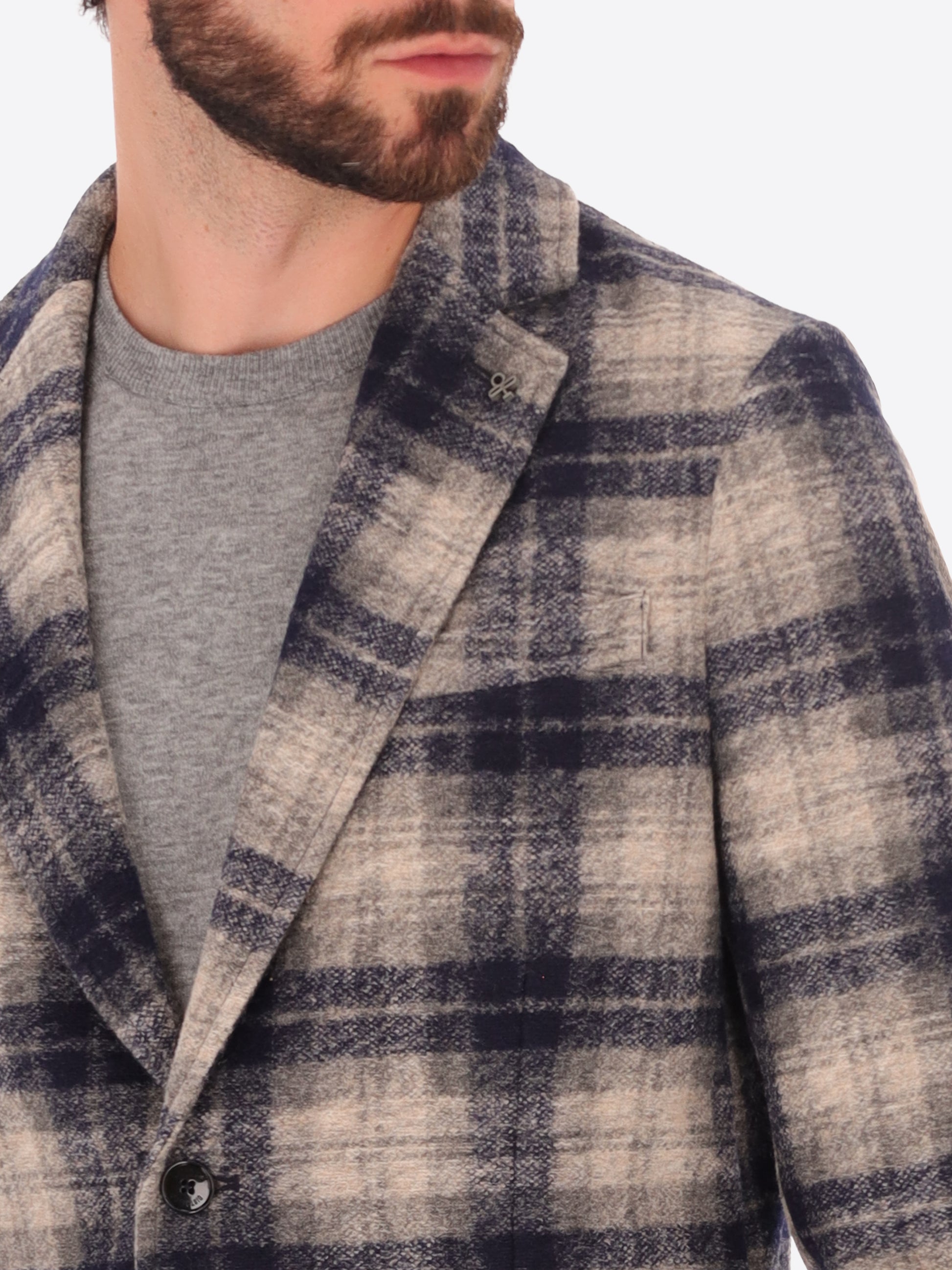 Wool-Blend Jacket Belfast With Tartan Check Pattern