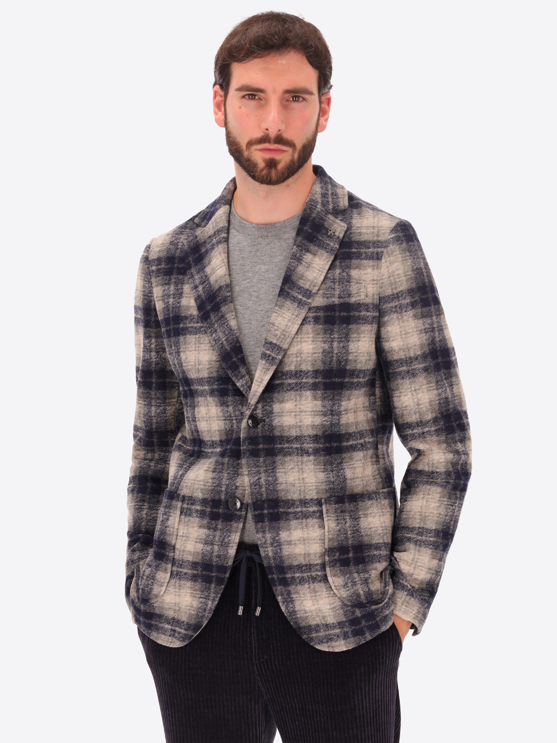Wool-Blend Jacket Belfast With Tartan Check Pattern