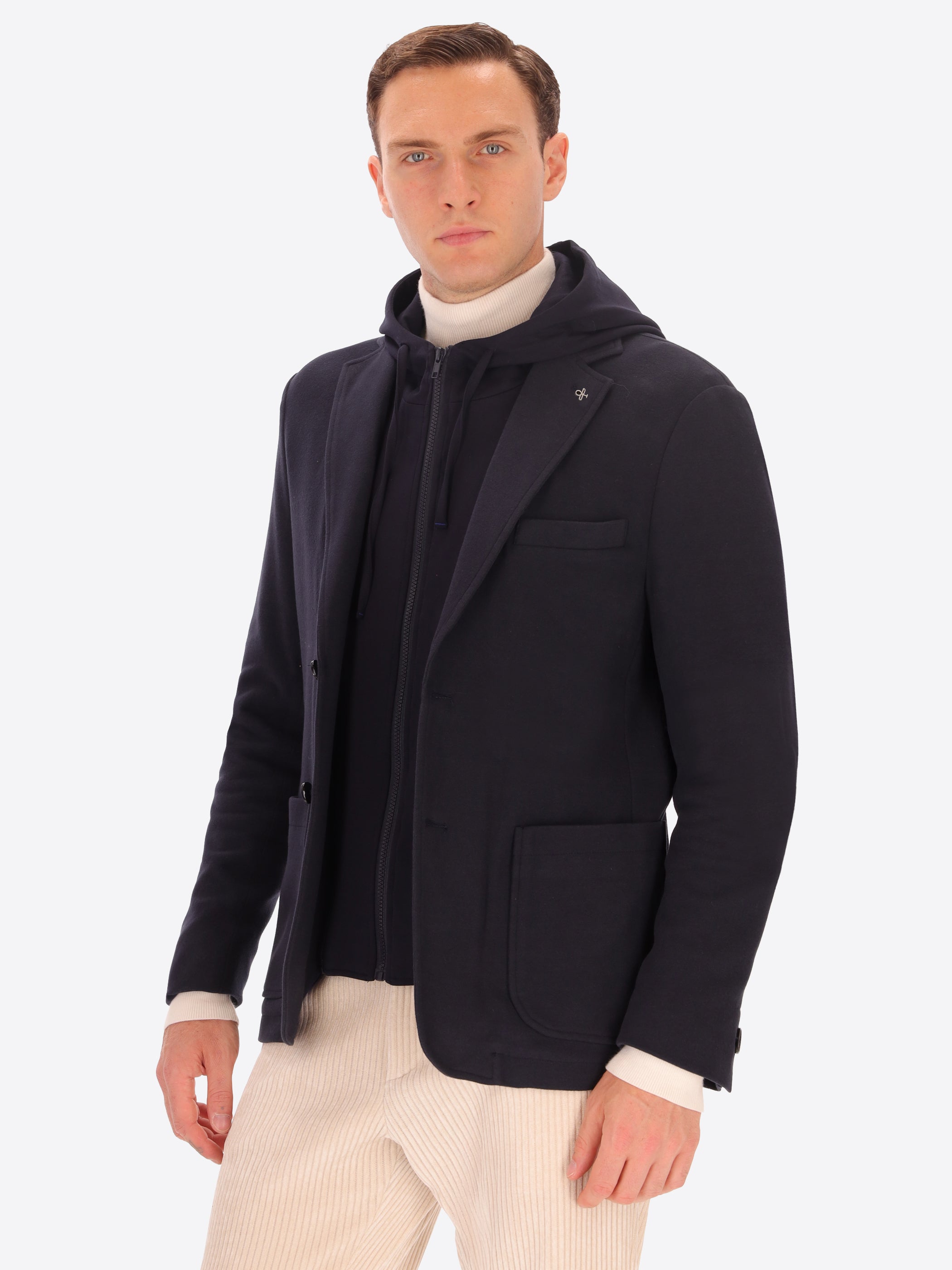 Stretch Panel Fabric Jacket Feel With Detachable Hood