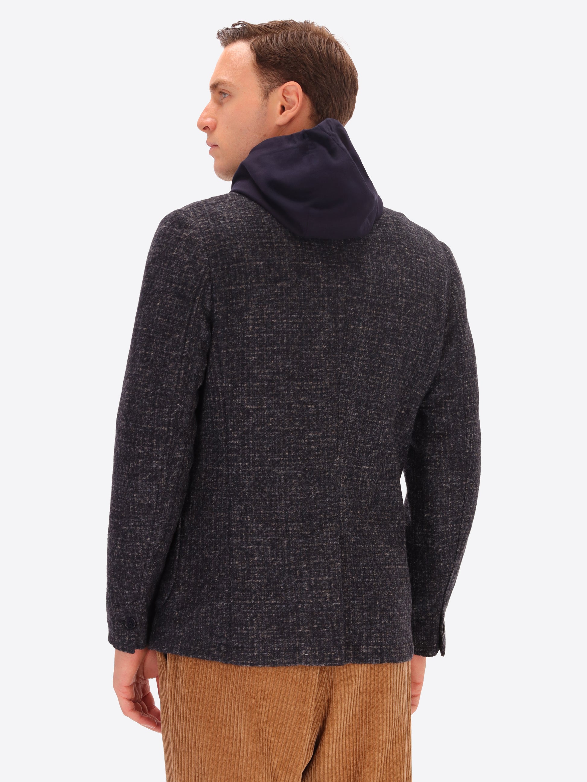 Giacca Bristol In Misto Lana Falso Unito Melange Con Cappuccio Staccabile