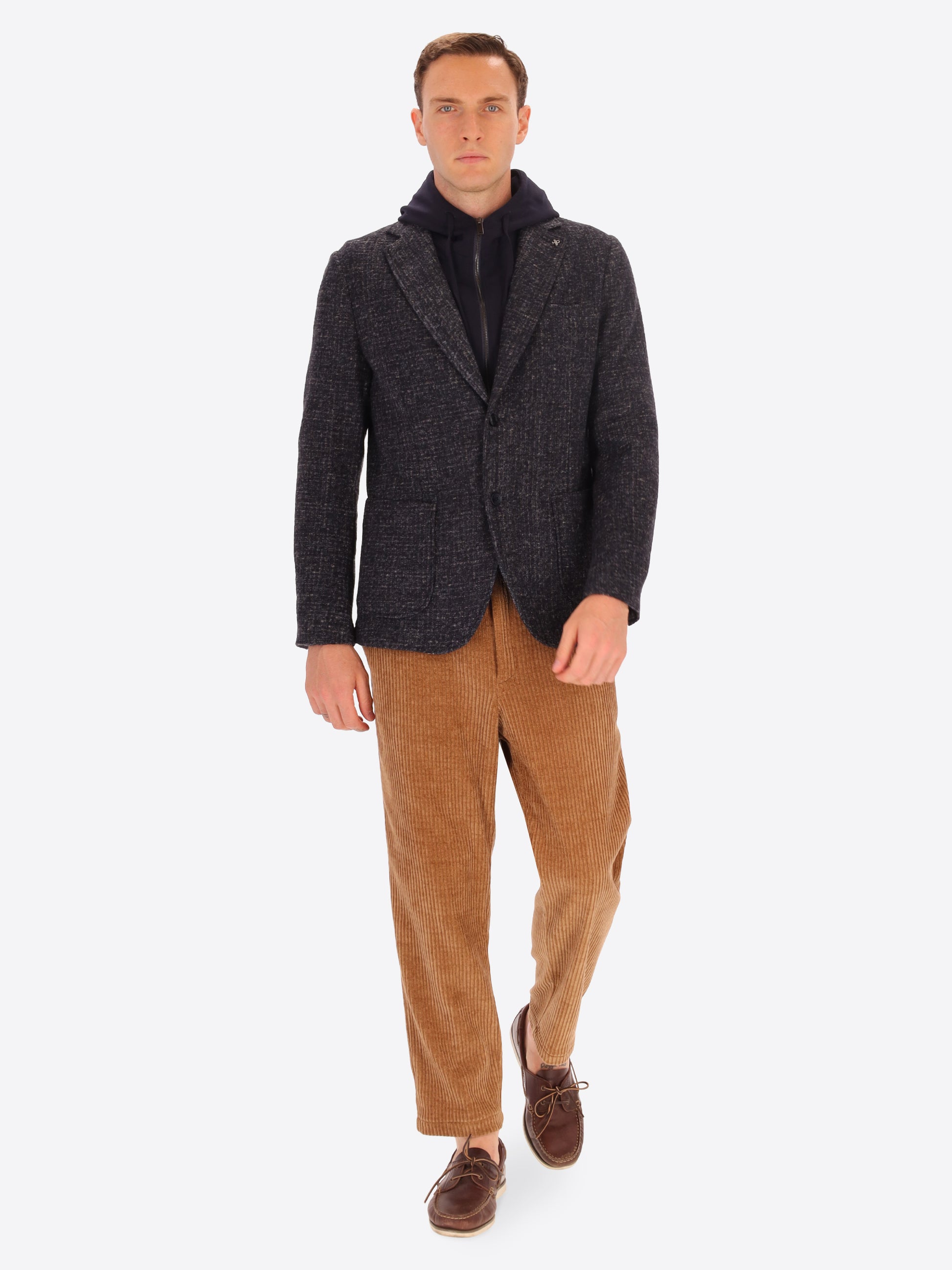 Giacca Bristol In Misto Lana Falso Unito Melange Con Cappuccio Staccabile