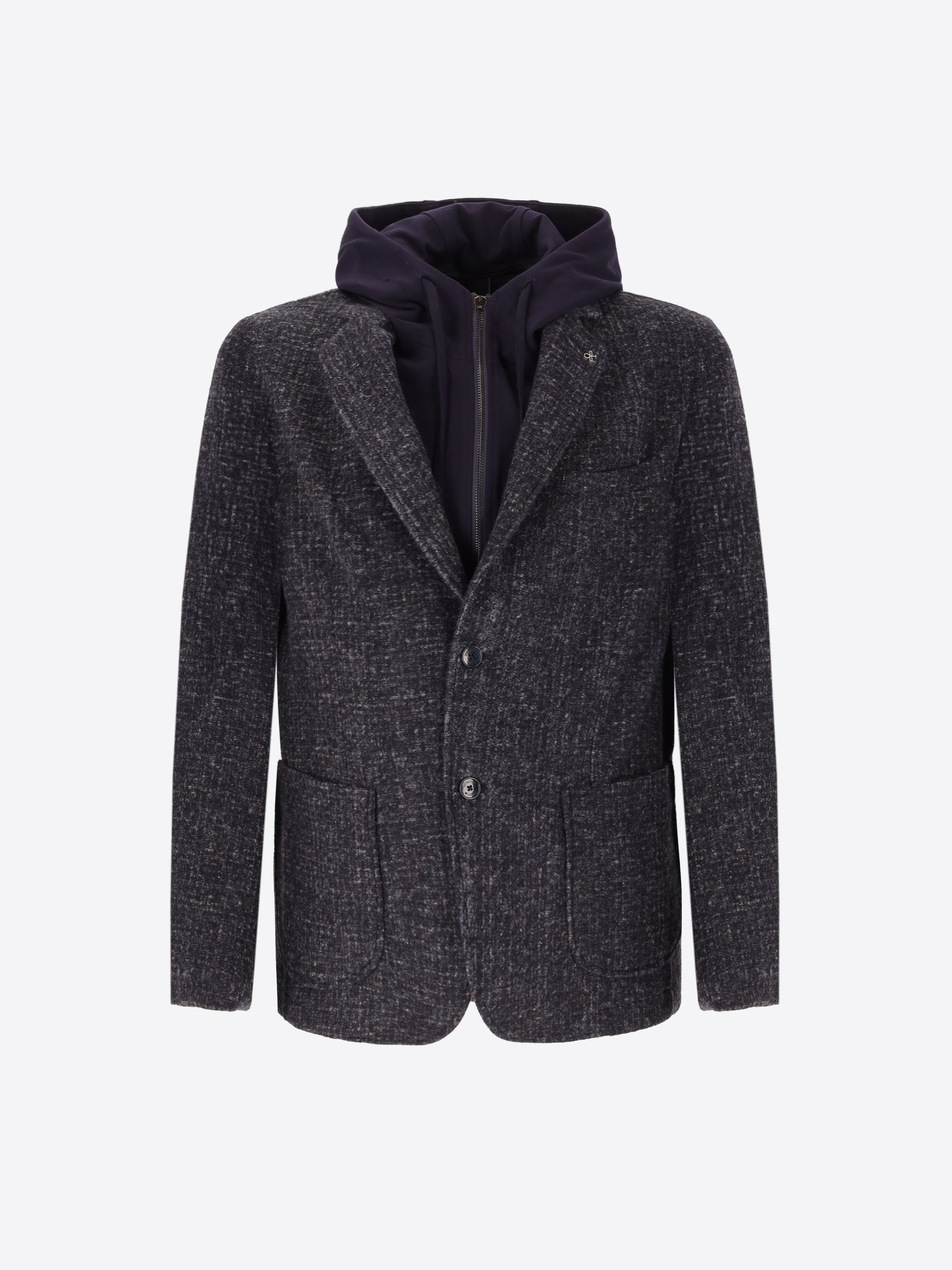Giacca Bristol In Misto Lana Falso Unito Melange Con Cappuccio Staccabile