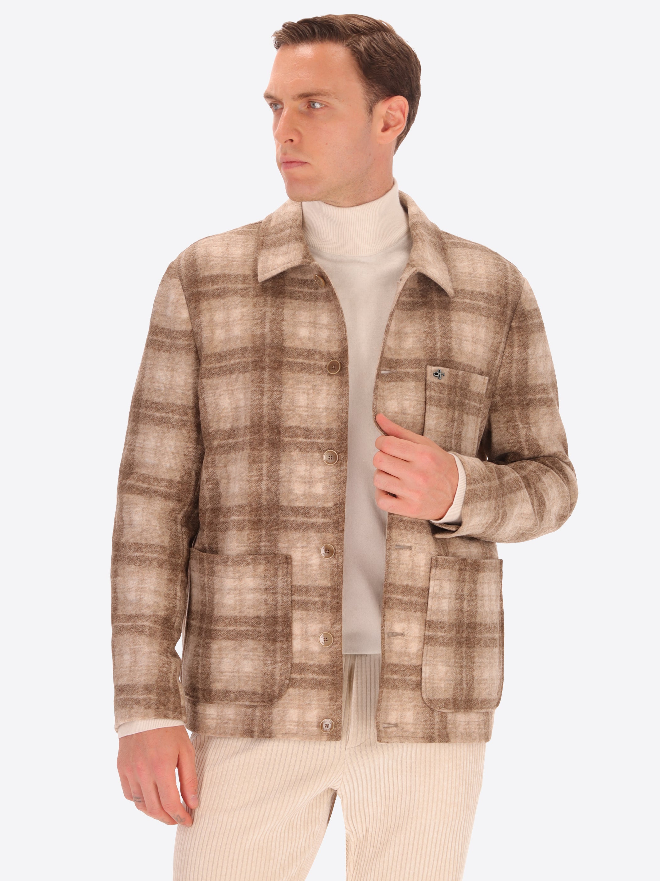 Wool-Blend Shirt Jacket Belfast With Tartan Check Pattern
