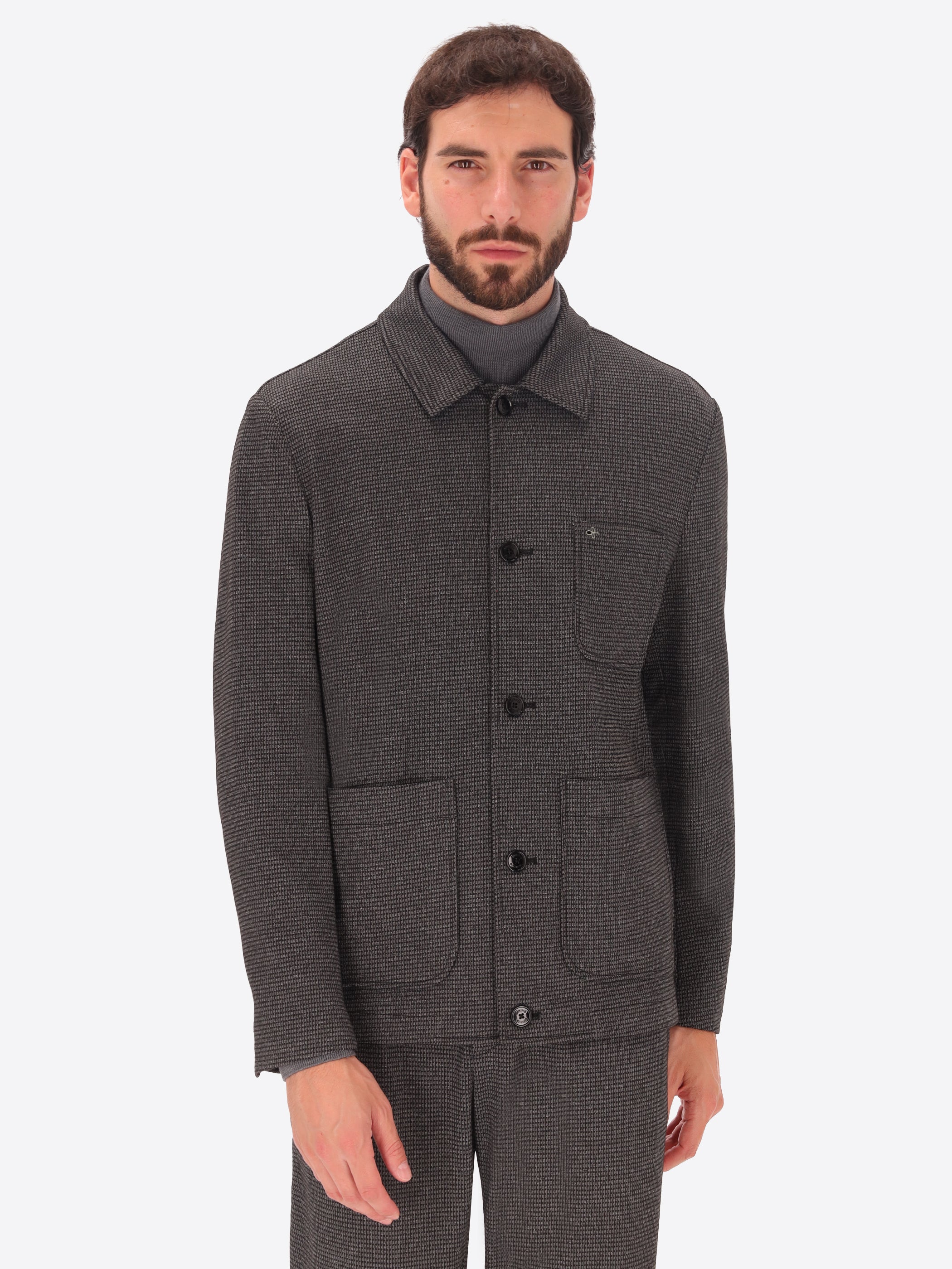Micro-Patterned Jersey Shirt Jacket Canterbury
