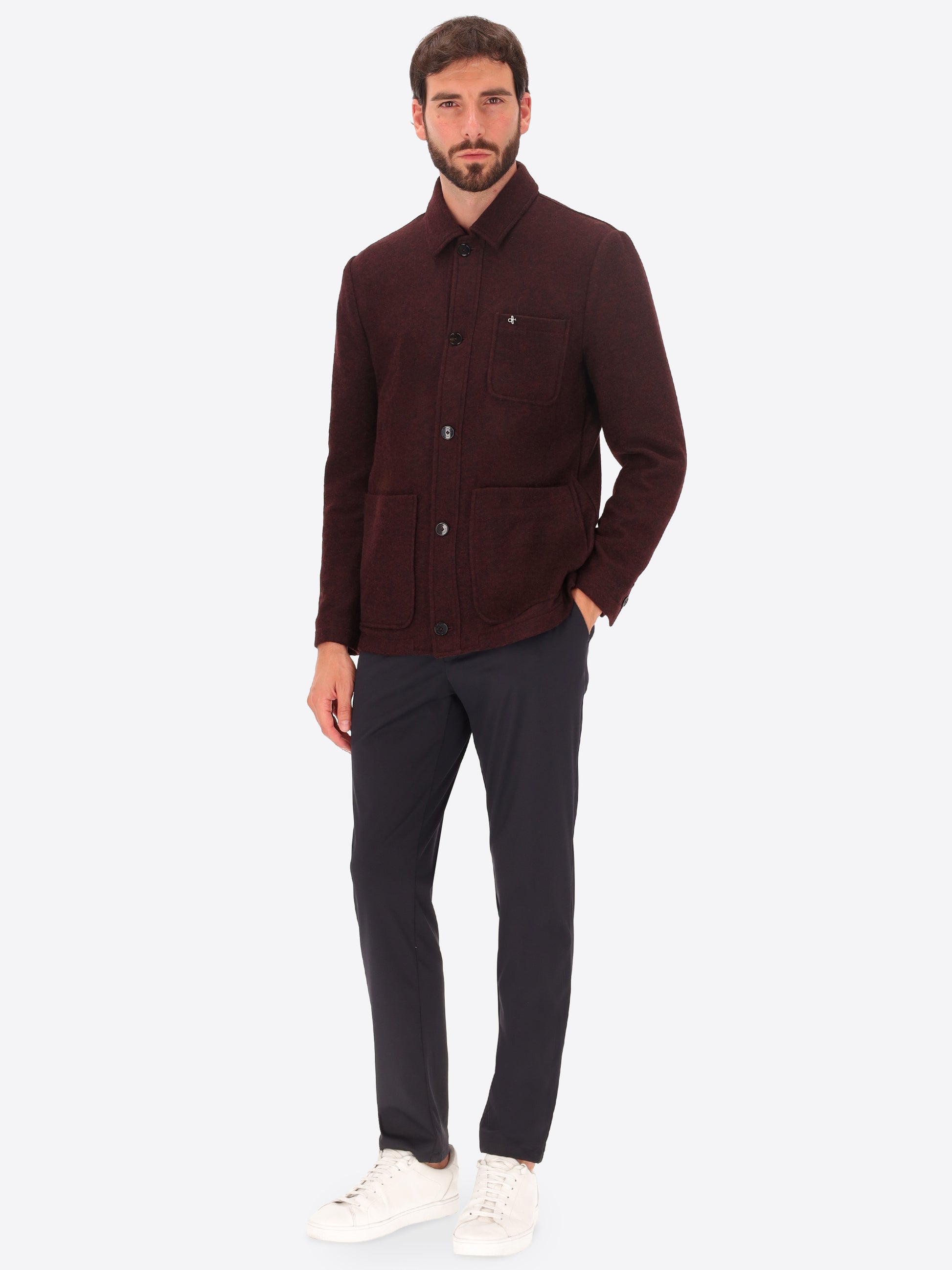 Isaia Hemdjacke Aus Uni Und Melange Wollmischung