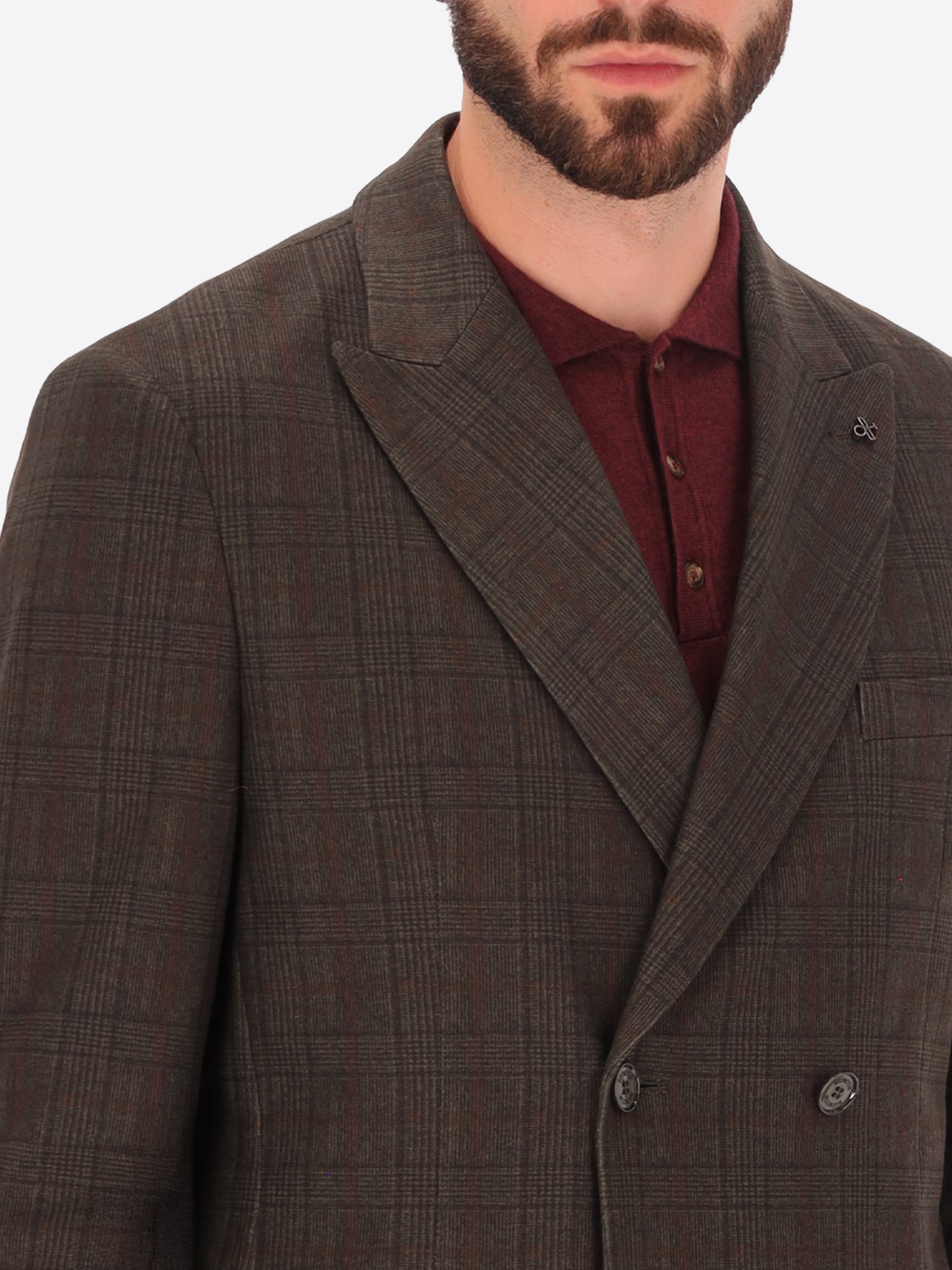 Prince of Wales Jersey Double Breasted Jacket Wells in Super-Comfort Fabric