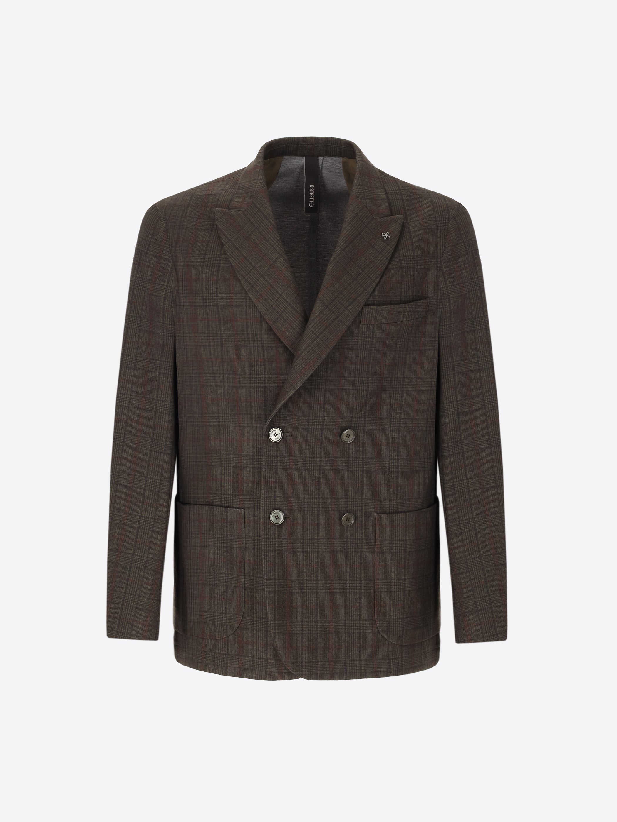 Wells Doppelreihige Jerseyjacke aus Superkomfort-Gewebe mit Prince-of-Wales-Muster