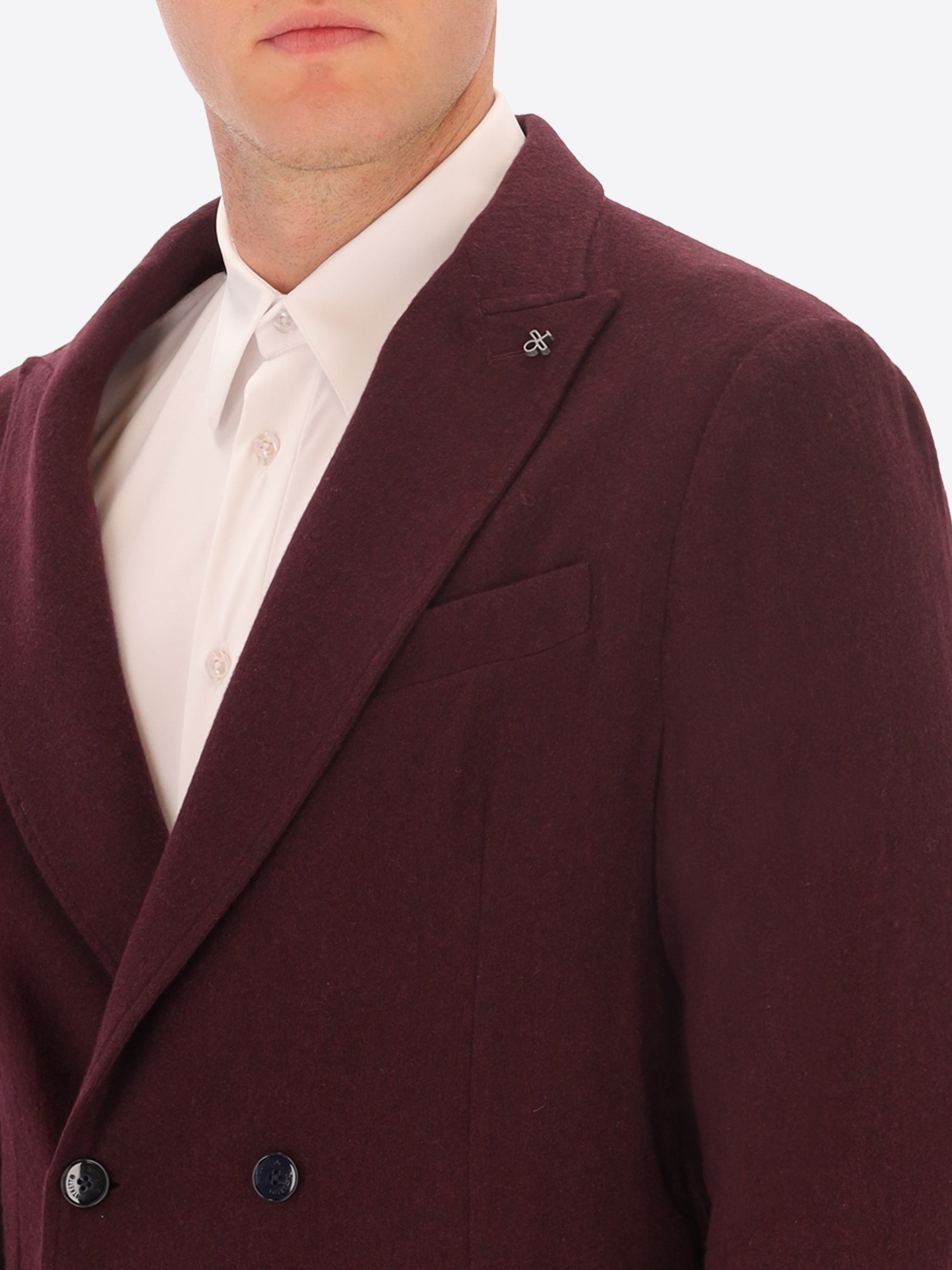 Mélange Wool Blend Flannel Double Breasted Jacket Castle