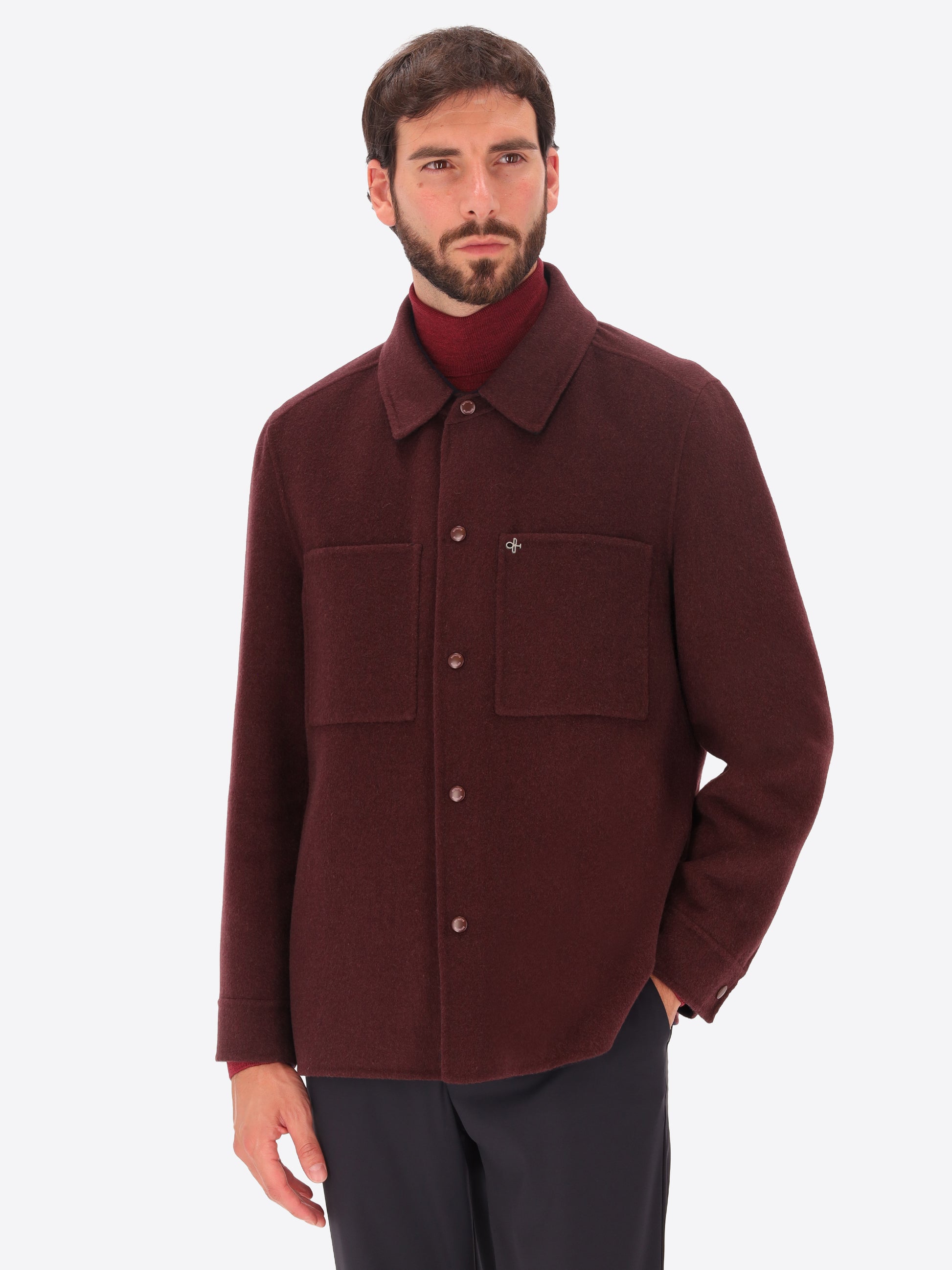 Giacca Camicia Edinburgh In Tessuto Double Misto Lana