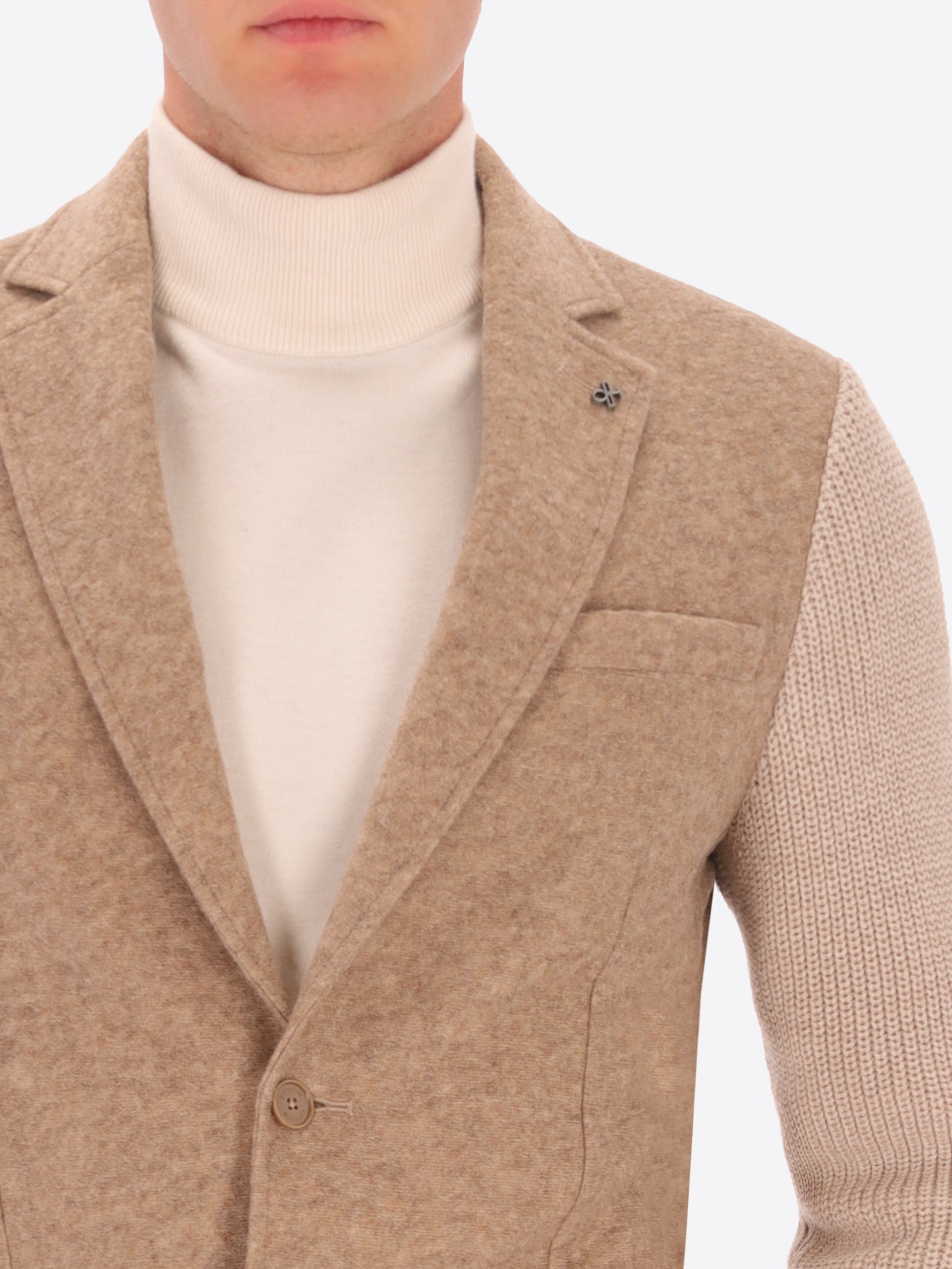 Wool Blend Knitted-Sleeves Jacket Regent