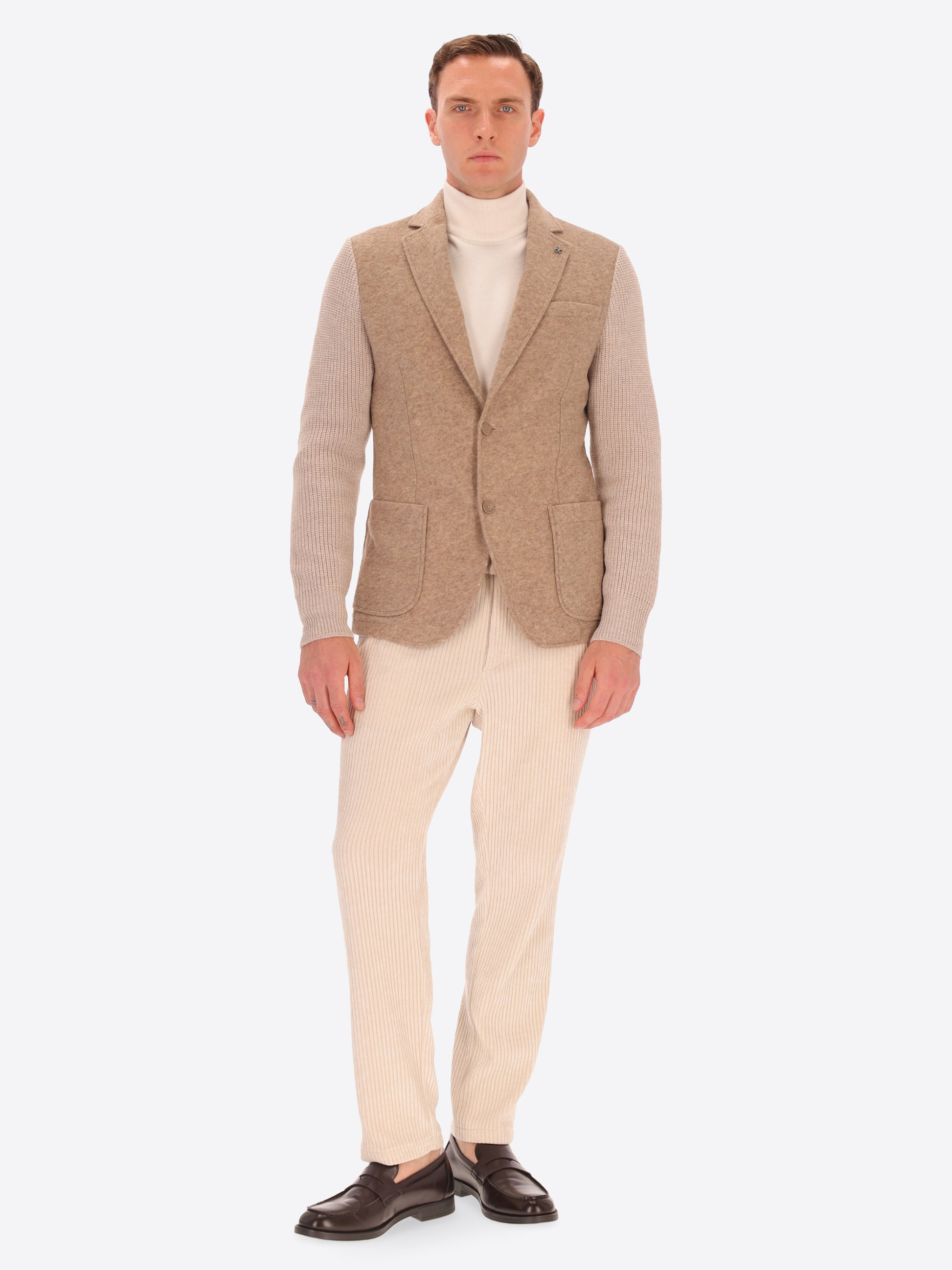 Wool Blend Knitted-Sleeves Jacket Regent