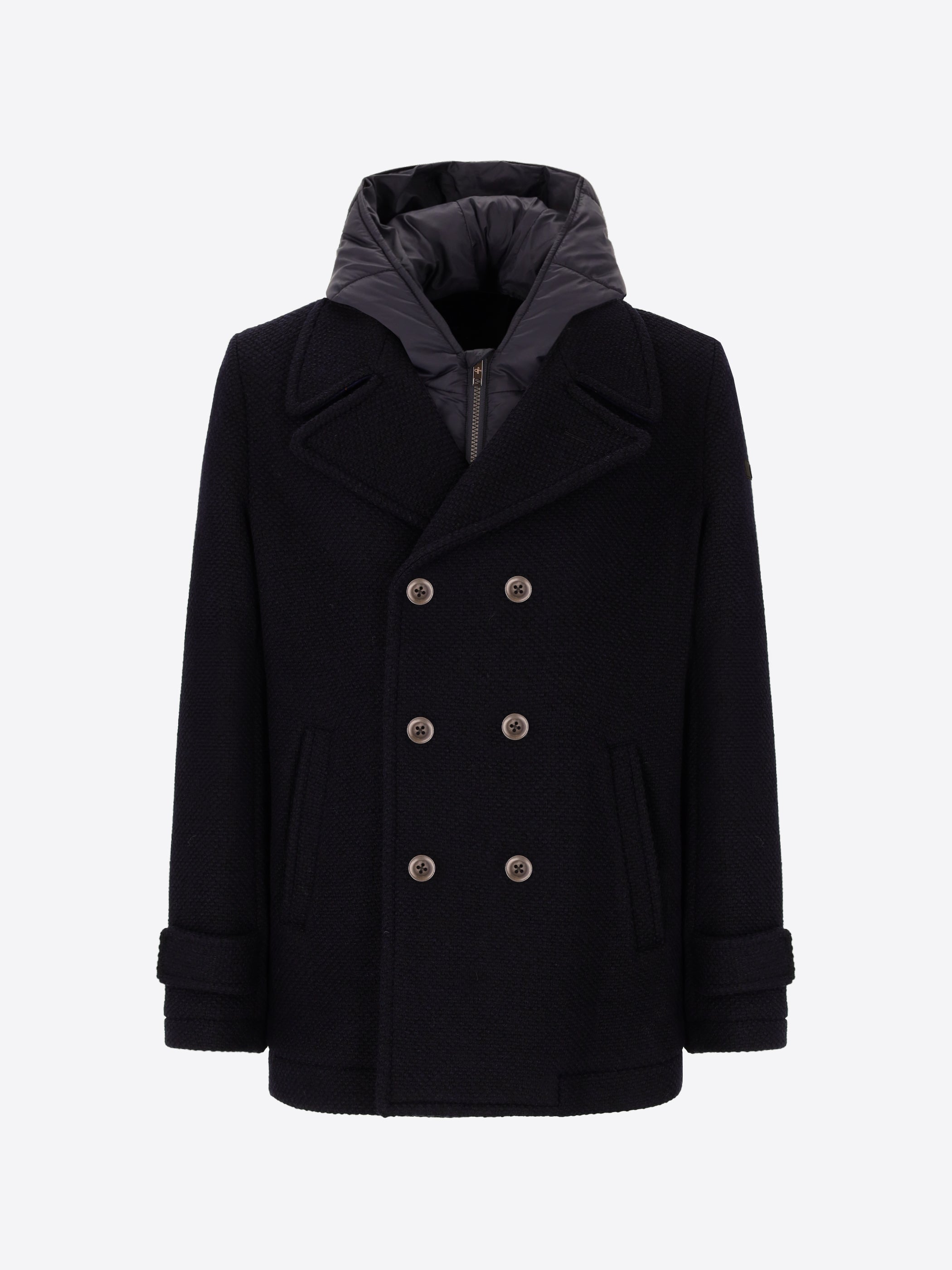 Wool Piquet Peacoat Blasius With Detachable Hood