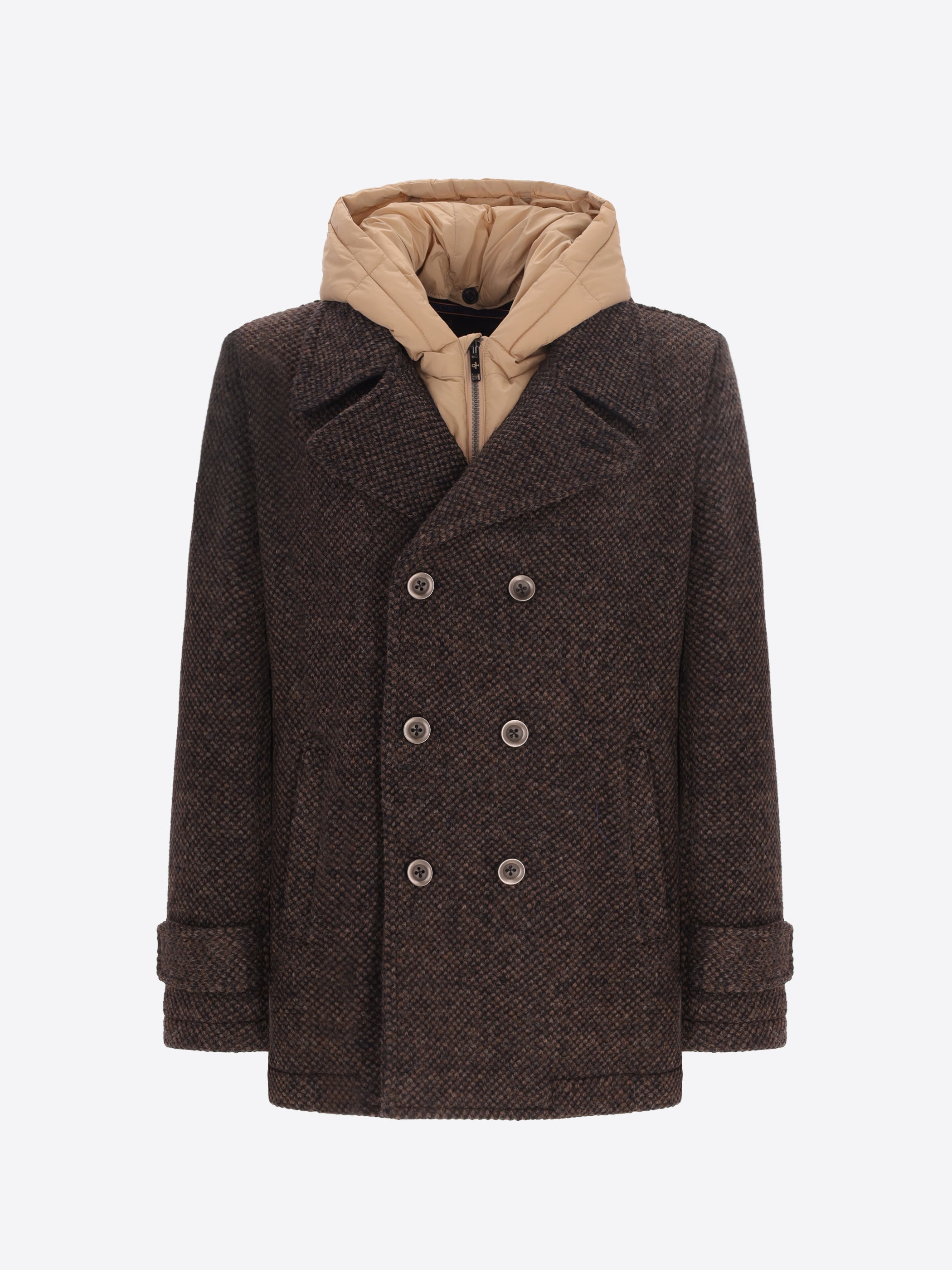Wool Piquet Peacoat Blasius With Detachable Hood