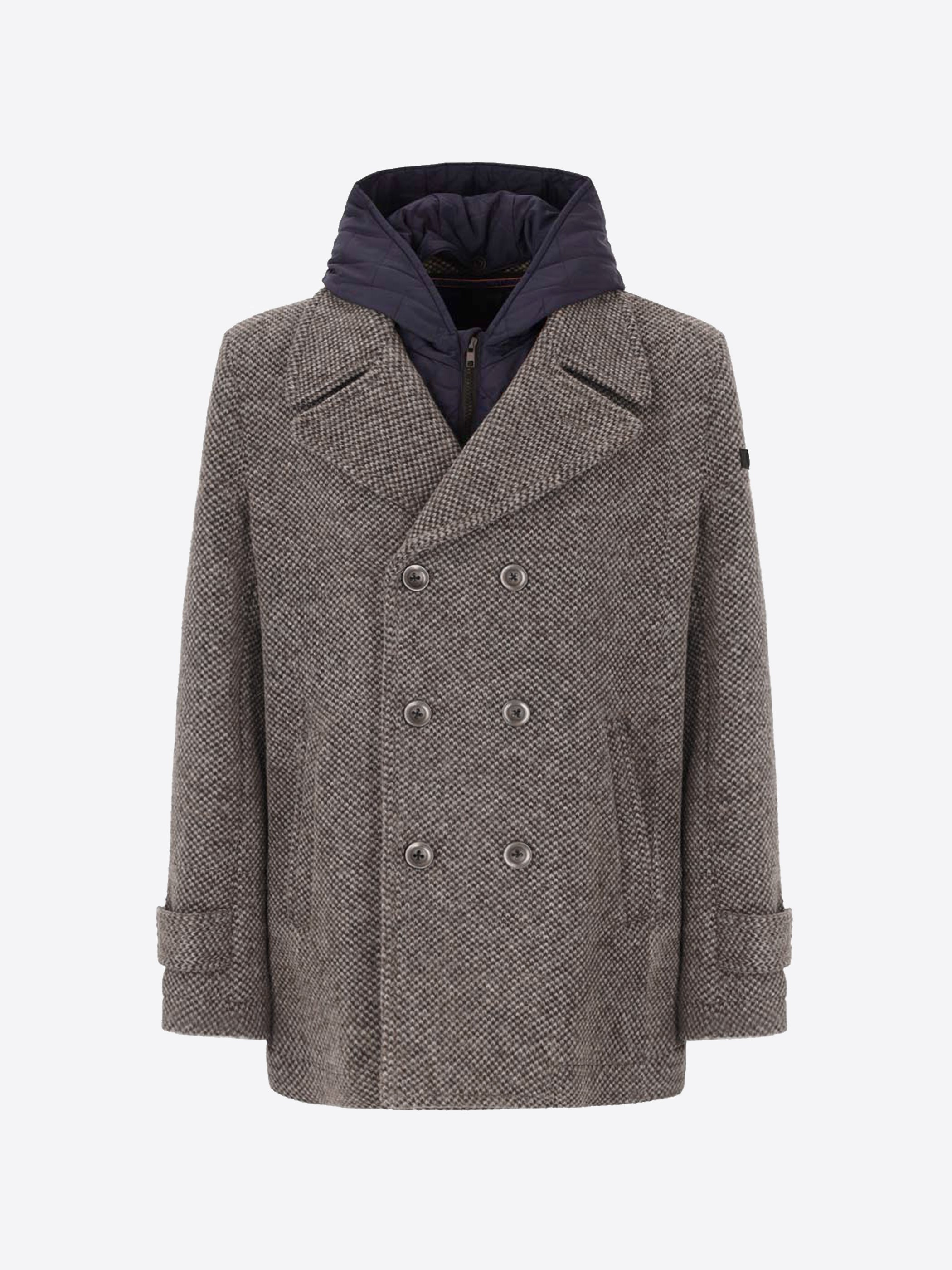 Wool Piquet Peacoat Blasius With Detachable Hood