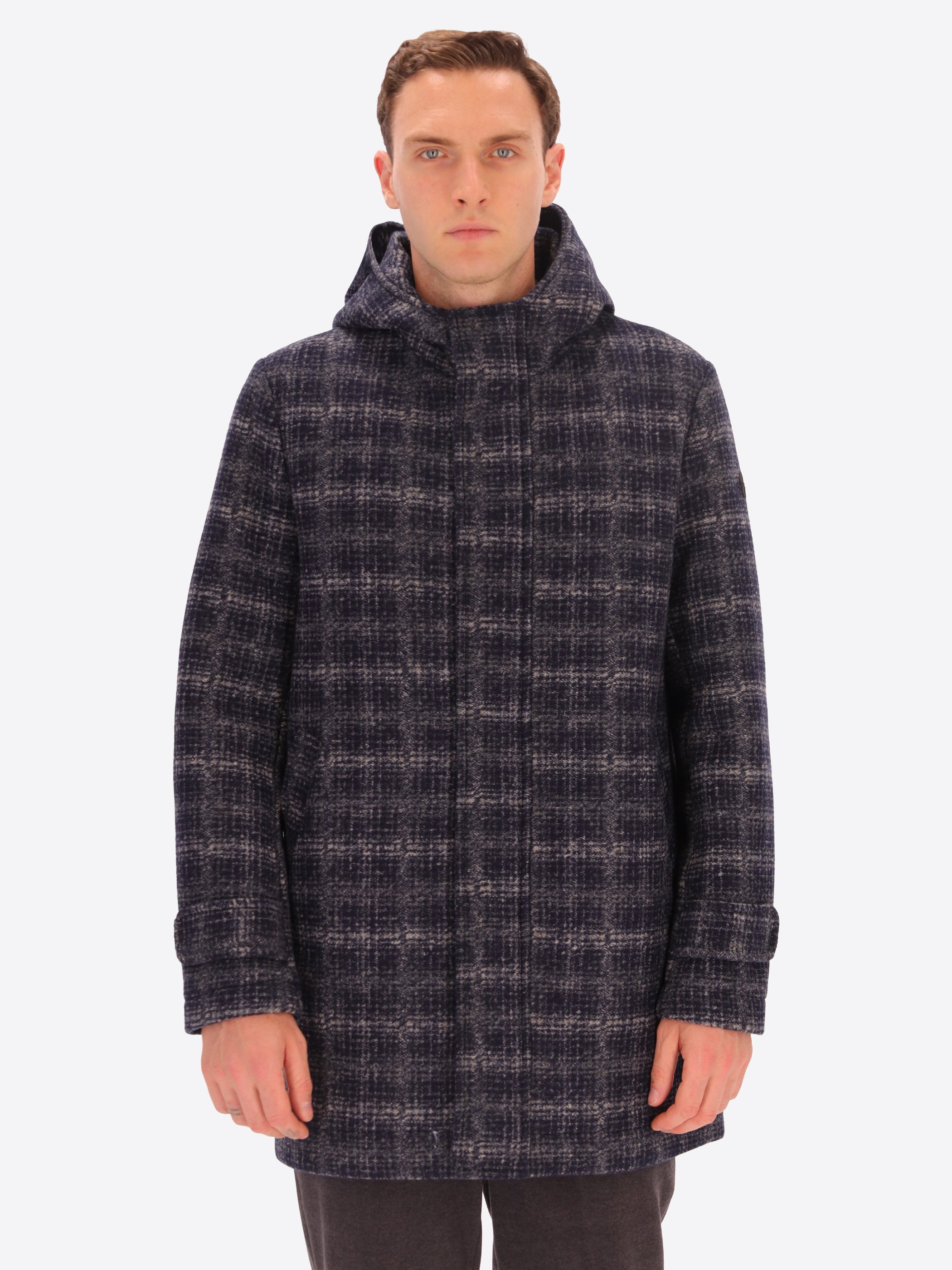 Boiled Wool Parka Leeds with Tartan Pattern