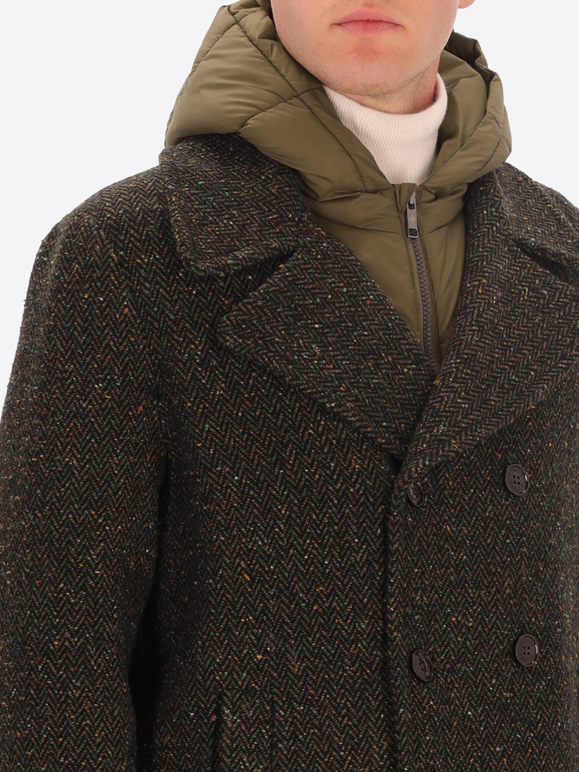 Peacoat Lancaster In Lana Bottonata Con Cappuccio Staccabile