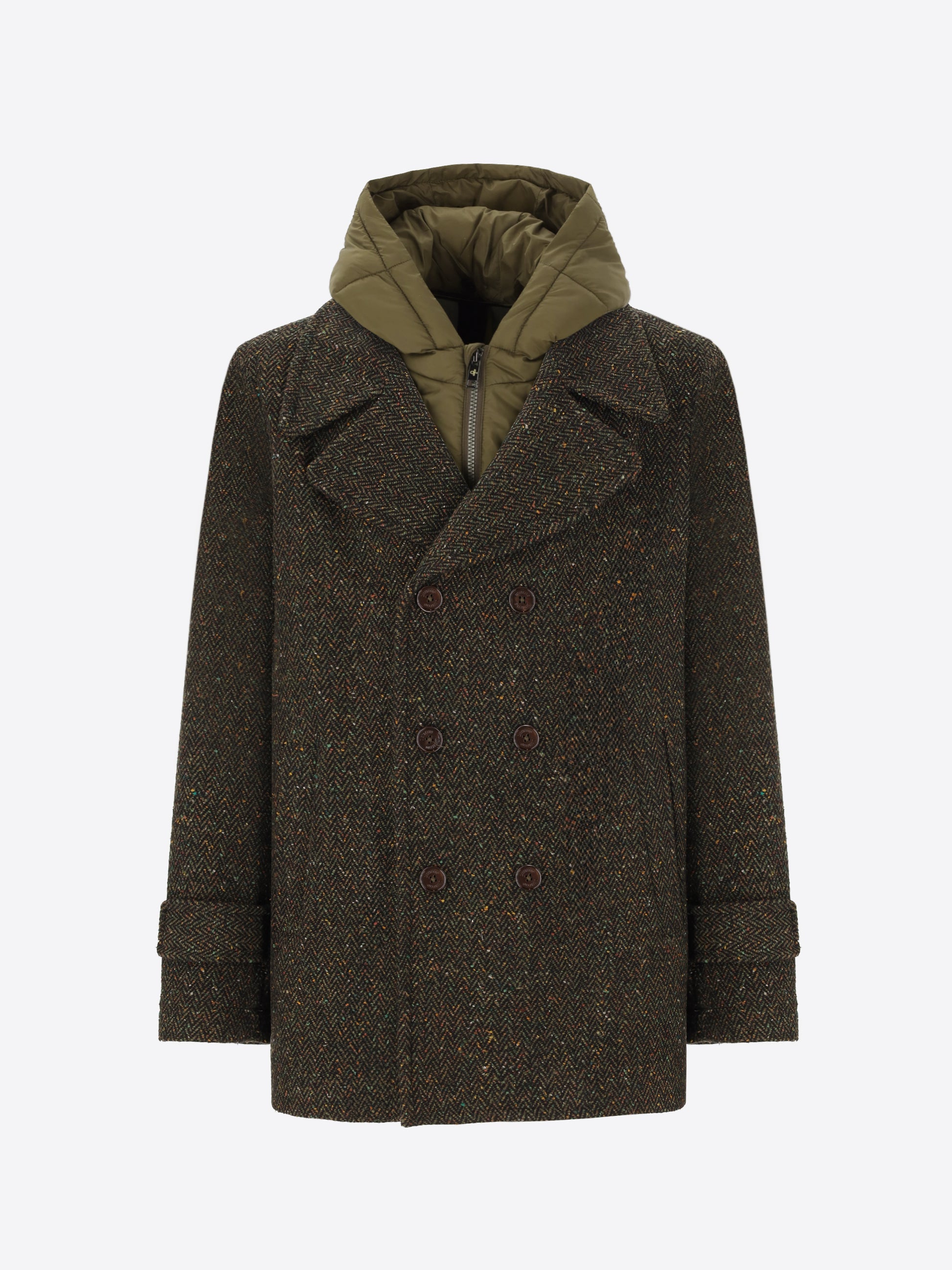 Peacoat Lancaster In Lana Bottonata Con Cappuccio Staccabile