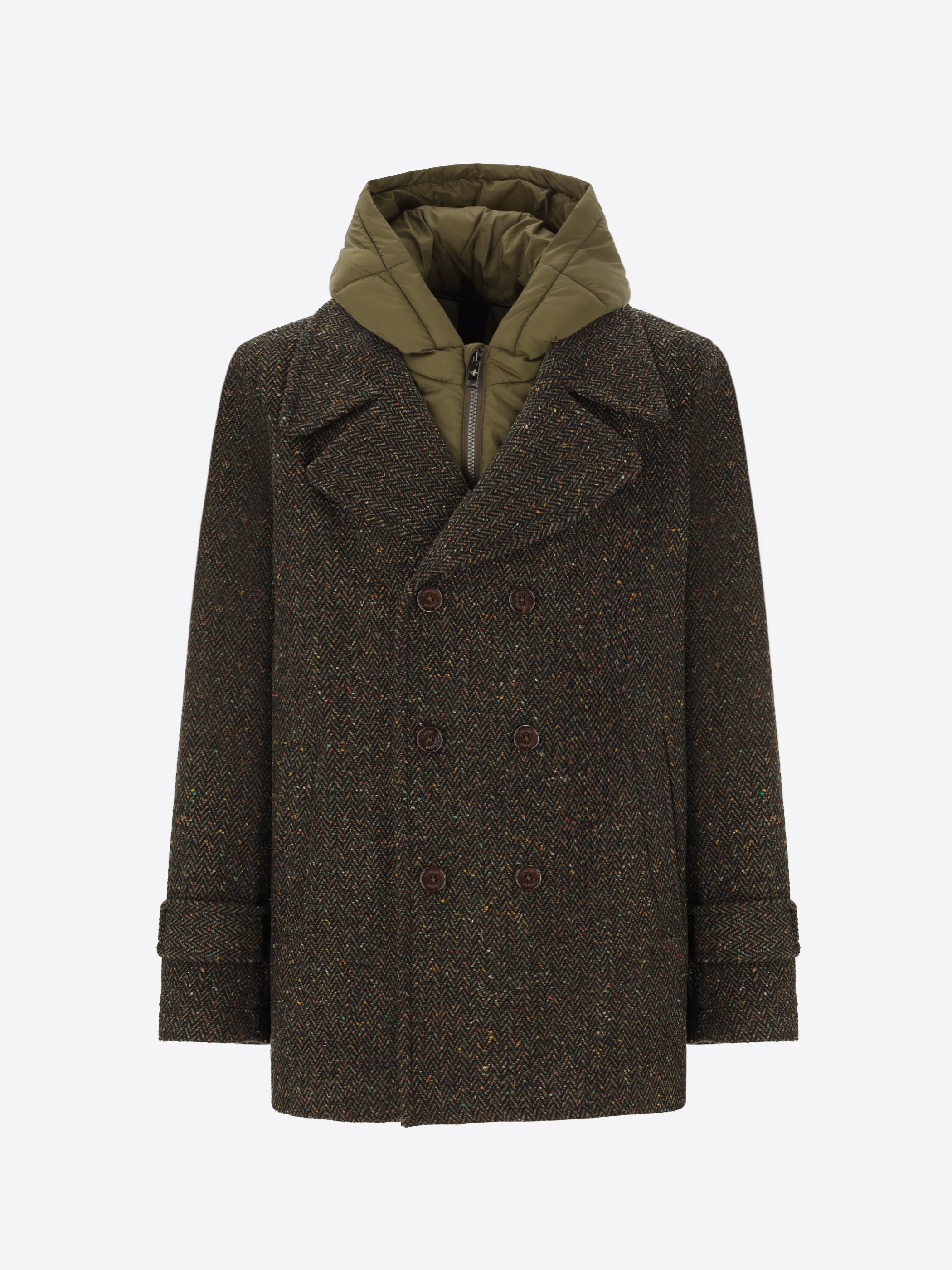 Peacoat Lancaster In Lana Bottonata Con Cappuccio Staccabile