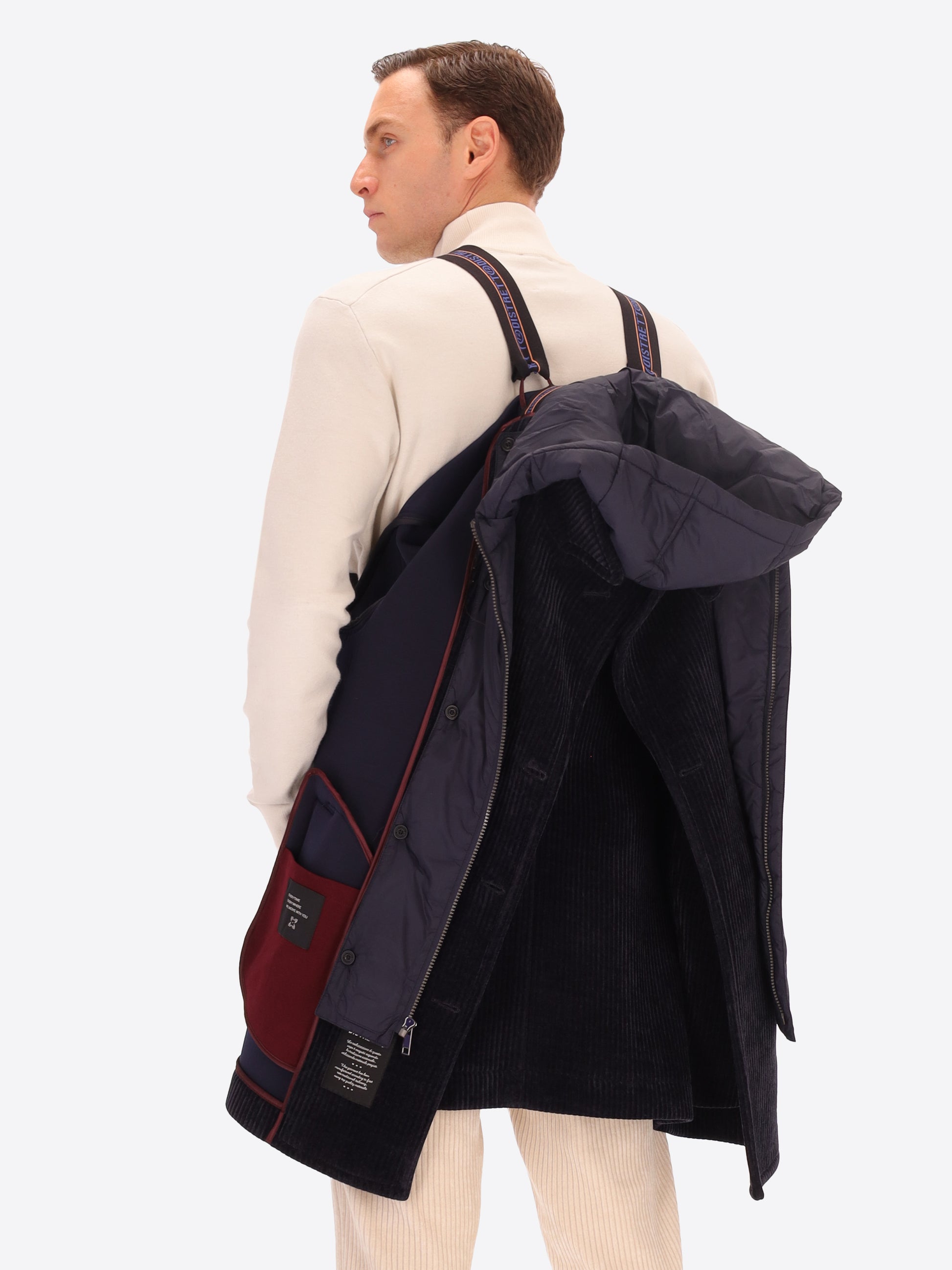 Peacoat Alba in Velluto a Costa Francese con Cappuccio Staccabile