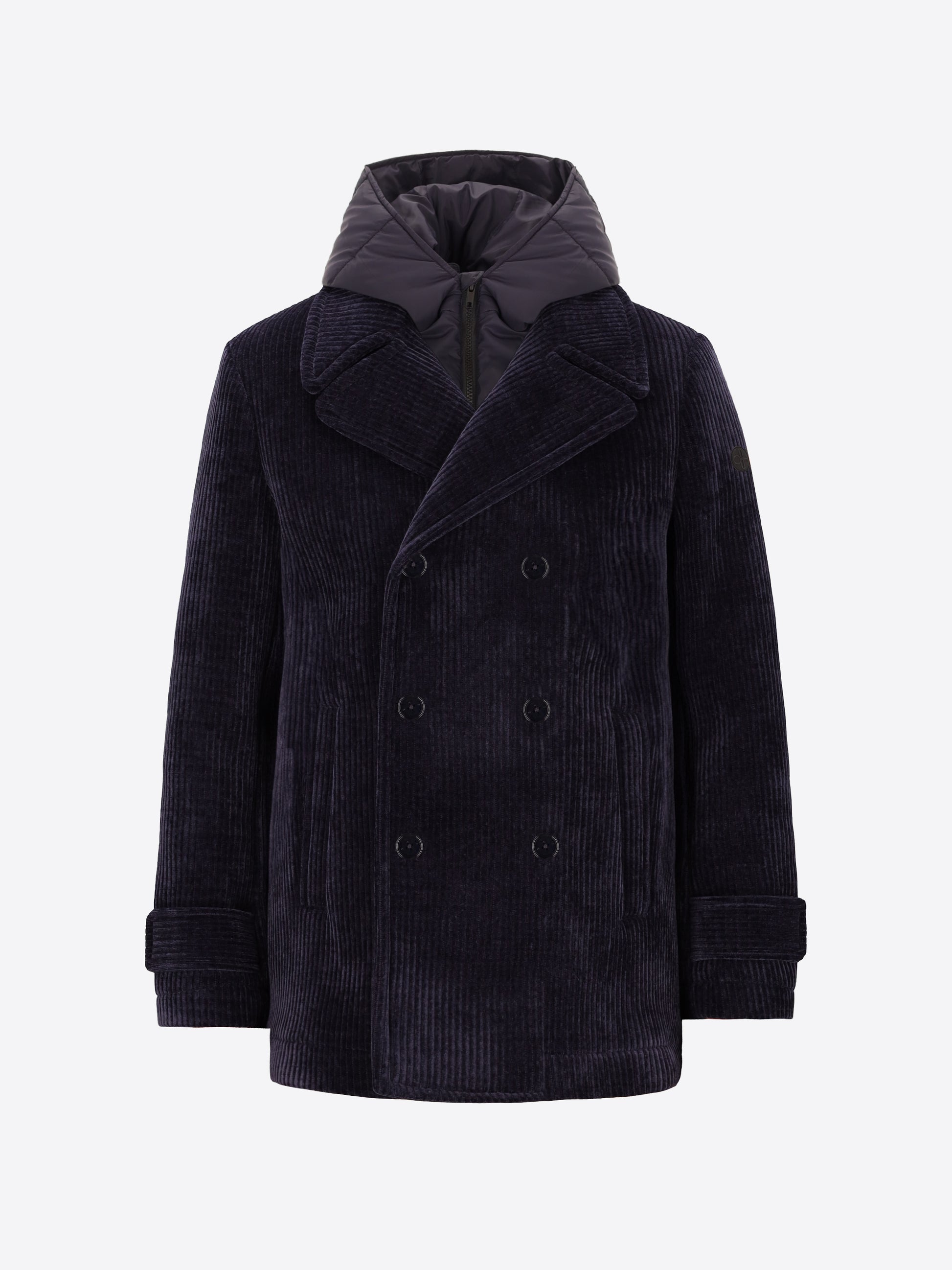 Peacoat Alba in Velluto a Costa Francese con Cappuccio Staccabile