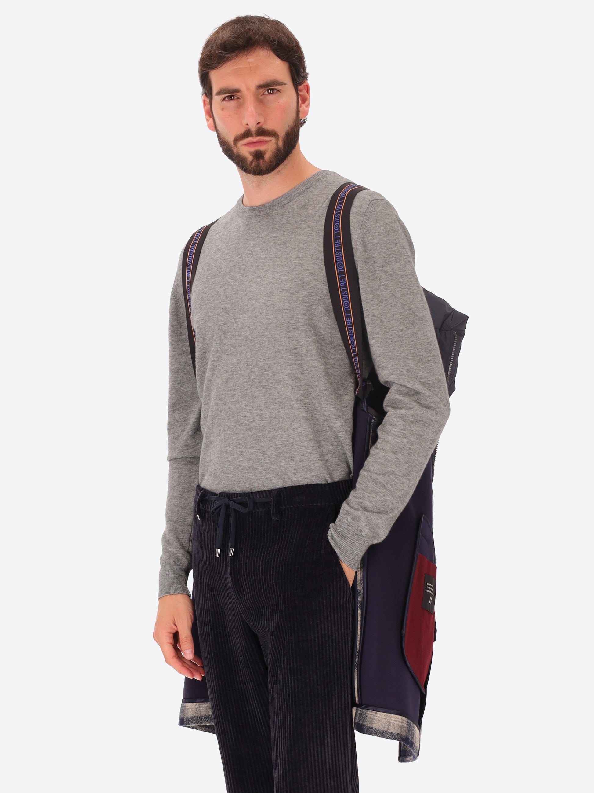 Boiled Wool Peacoat Cambridge with Scottish Check Pattern and Detachable Hood