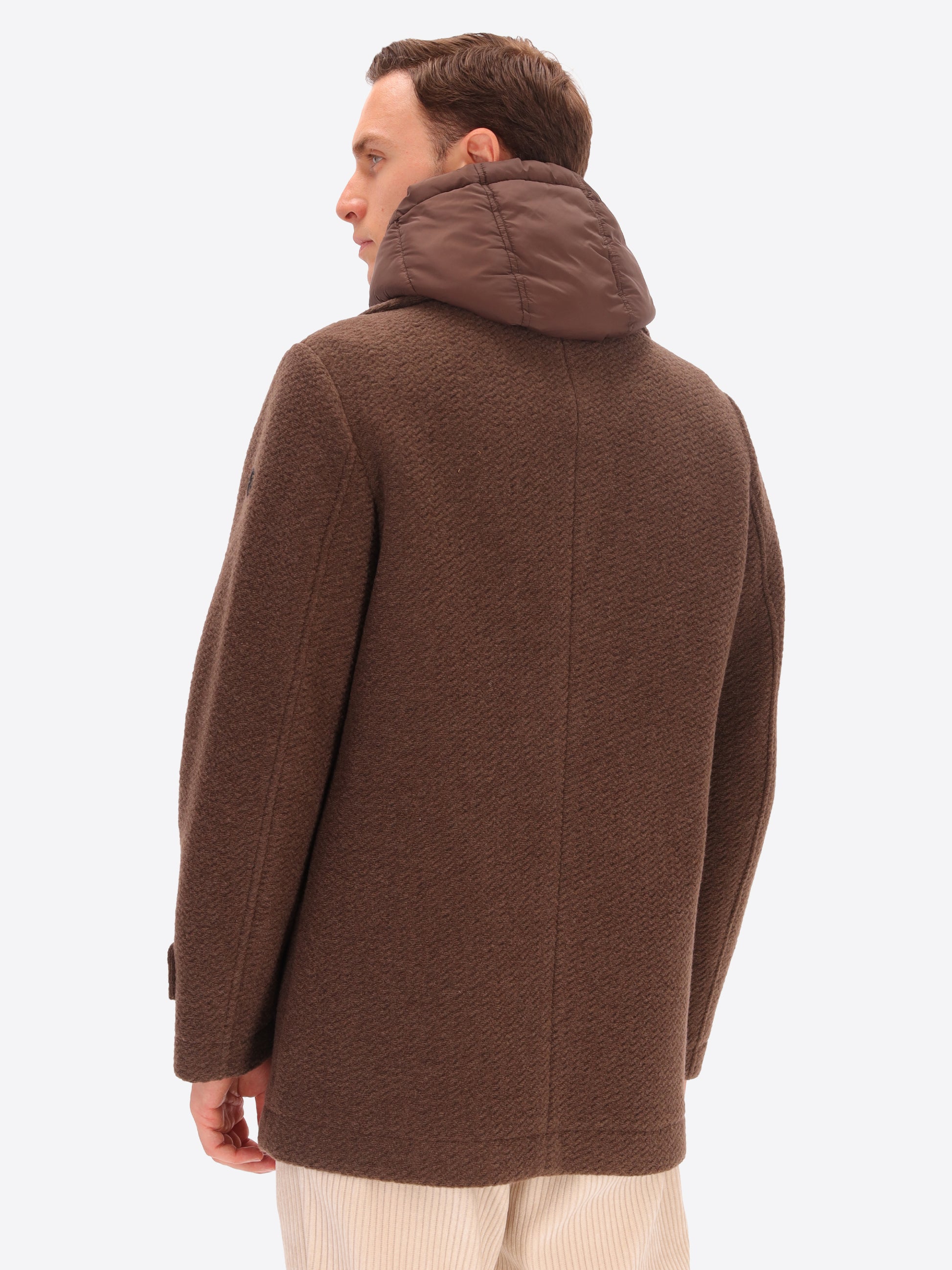 Boiled Wool Blend Peacoat Preston With Detachable Hood
