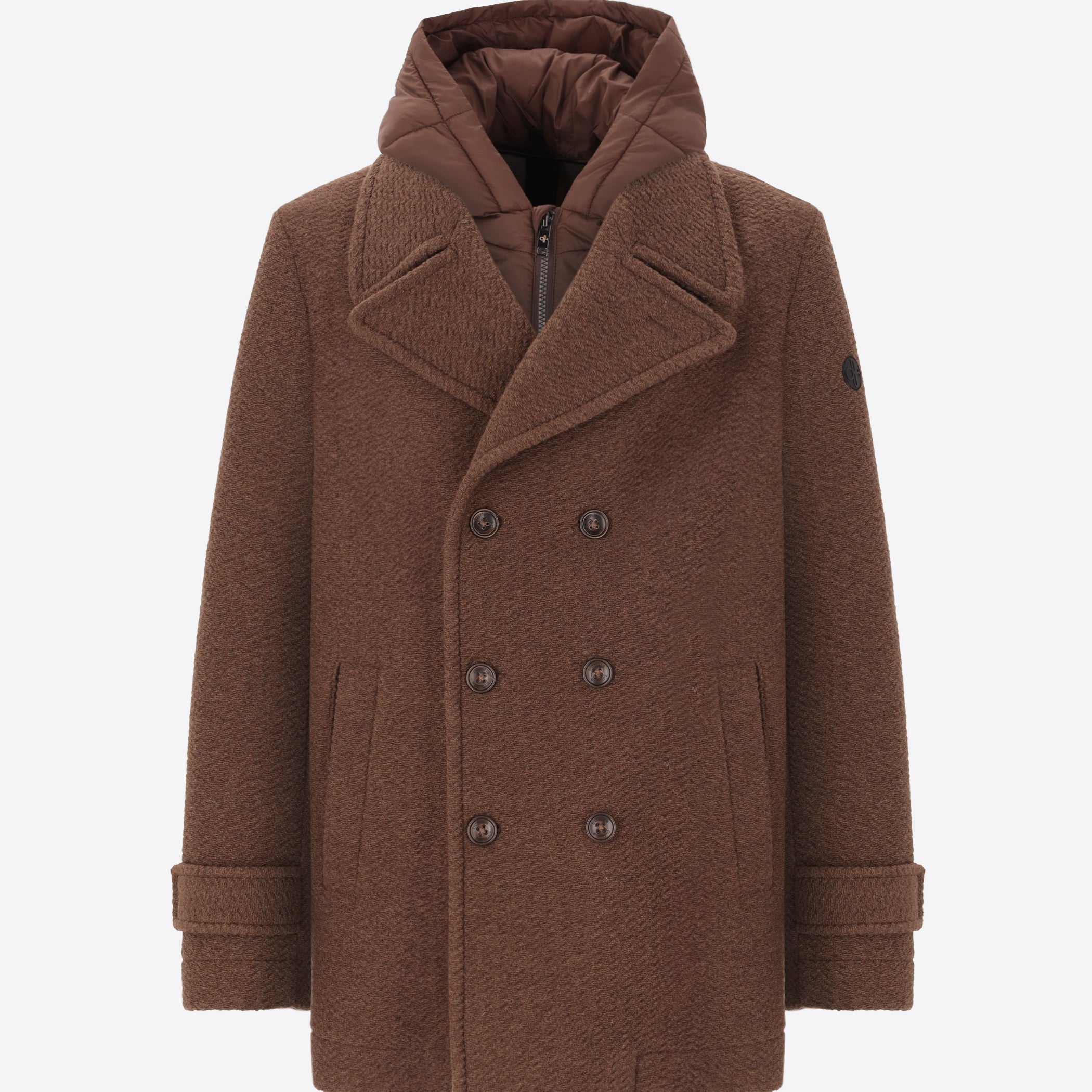 Boiled Wool Blend Peacoat Preston With Detachable Hood