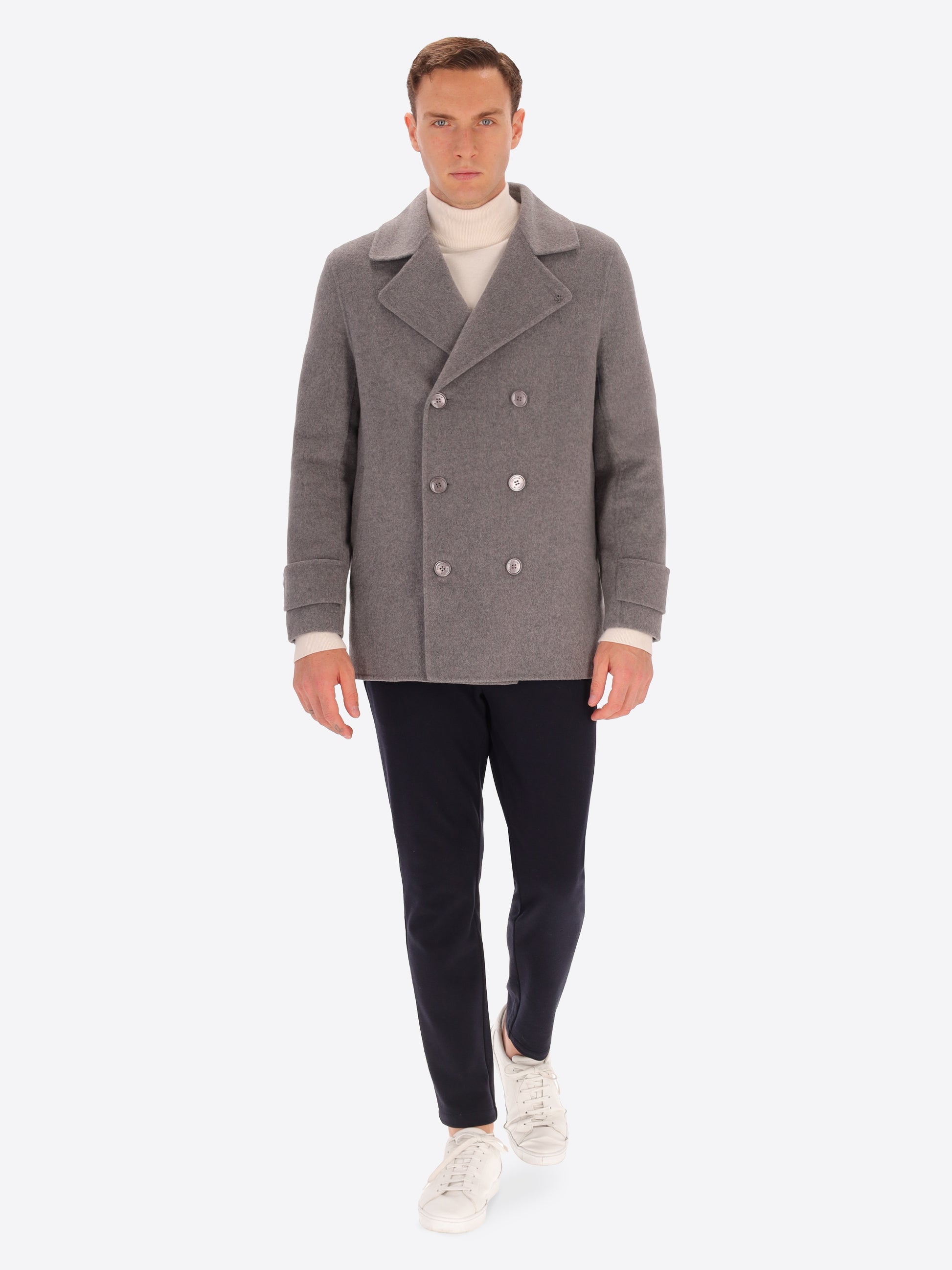 Double Breasted Wool Blend Peacoat Essex