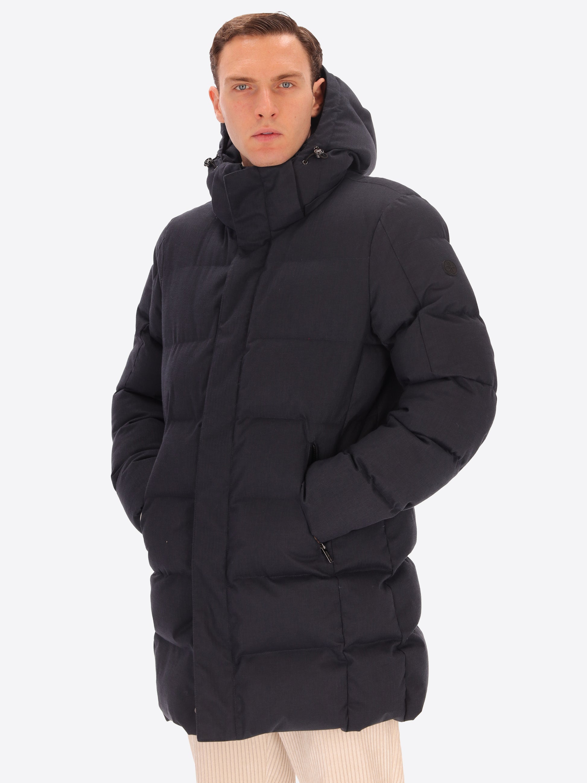 Glasgow Parka aus Technischem Mikro-Fischgrätmuster mit Thermoregulierender Wattierung