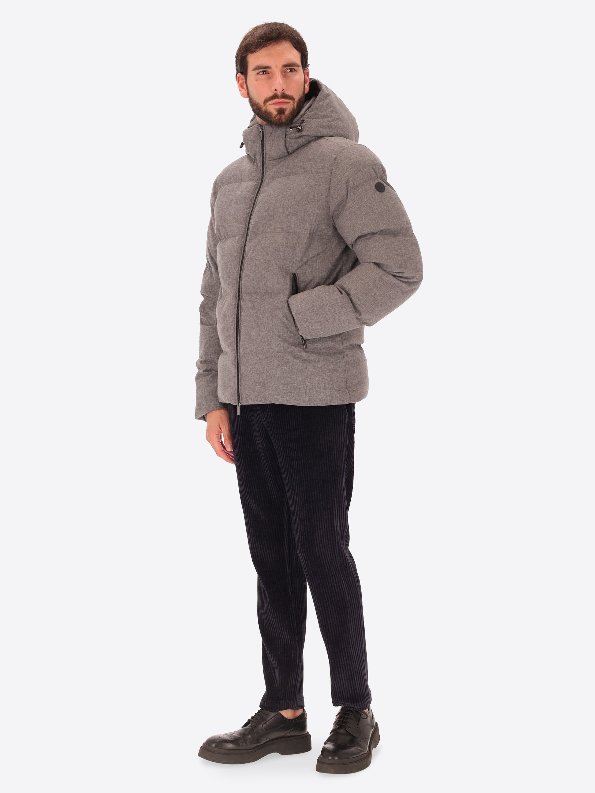 Glasgow Kapuzenjacke aus Technischem Mikro-Fischgrätmuster mit Thermoregulierender Wattierung