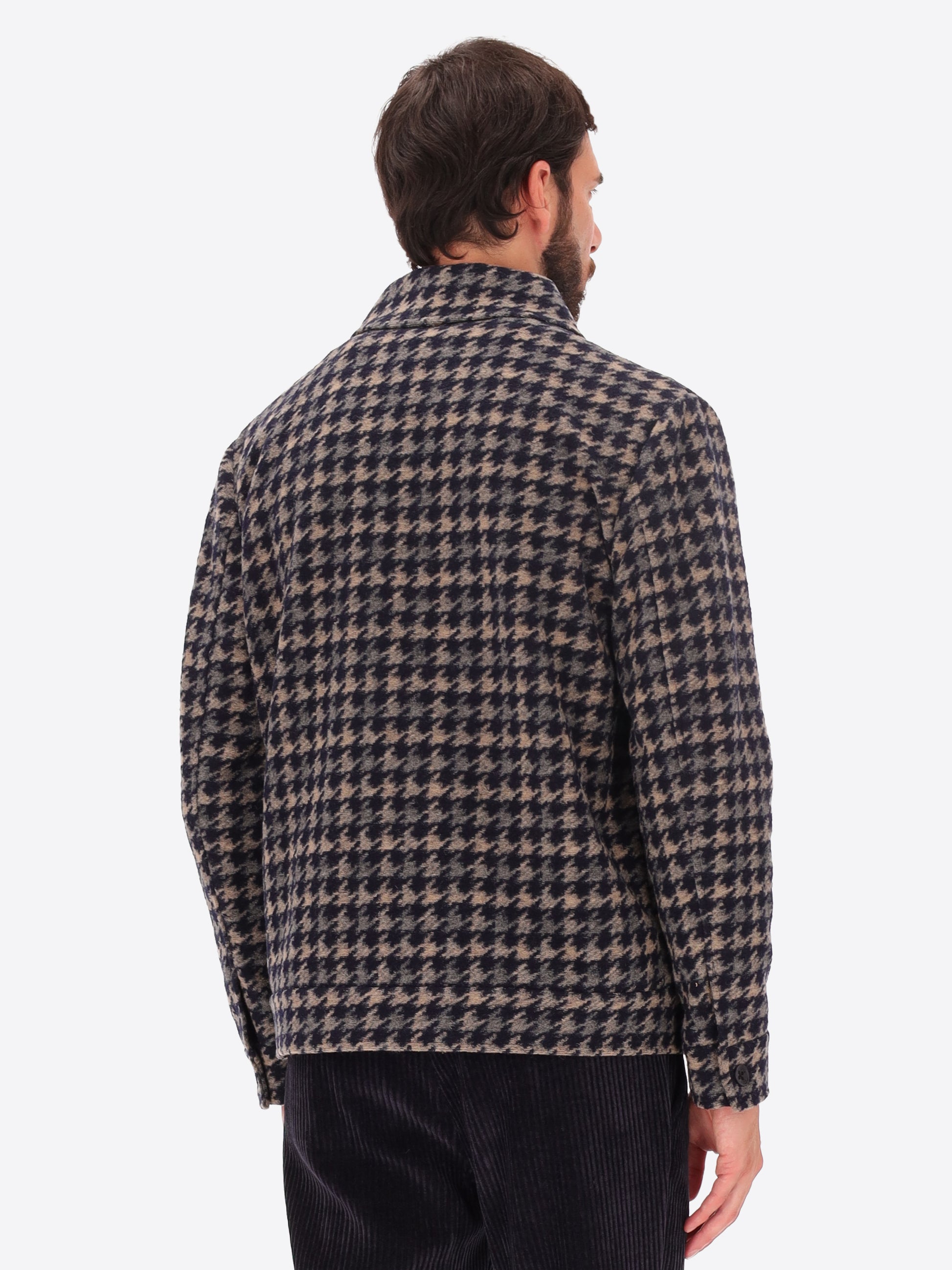 Cardiff Aviator-Jacke aus Nadelvlies-Wollmischung mit Hahnentrittmuster