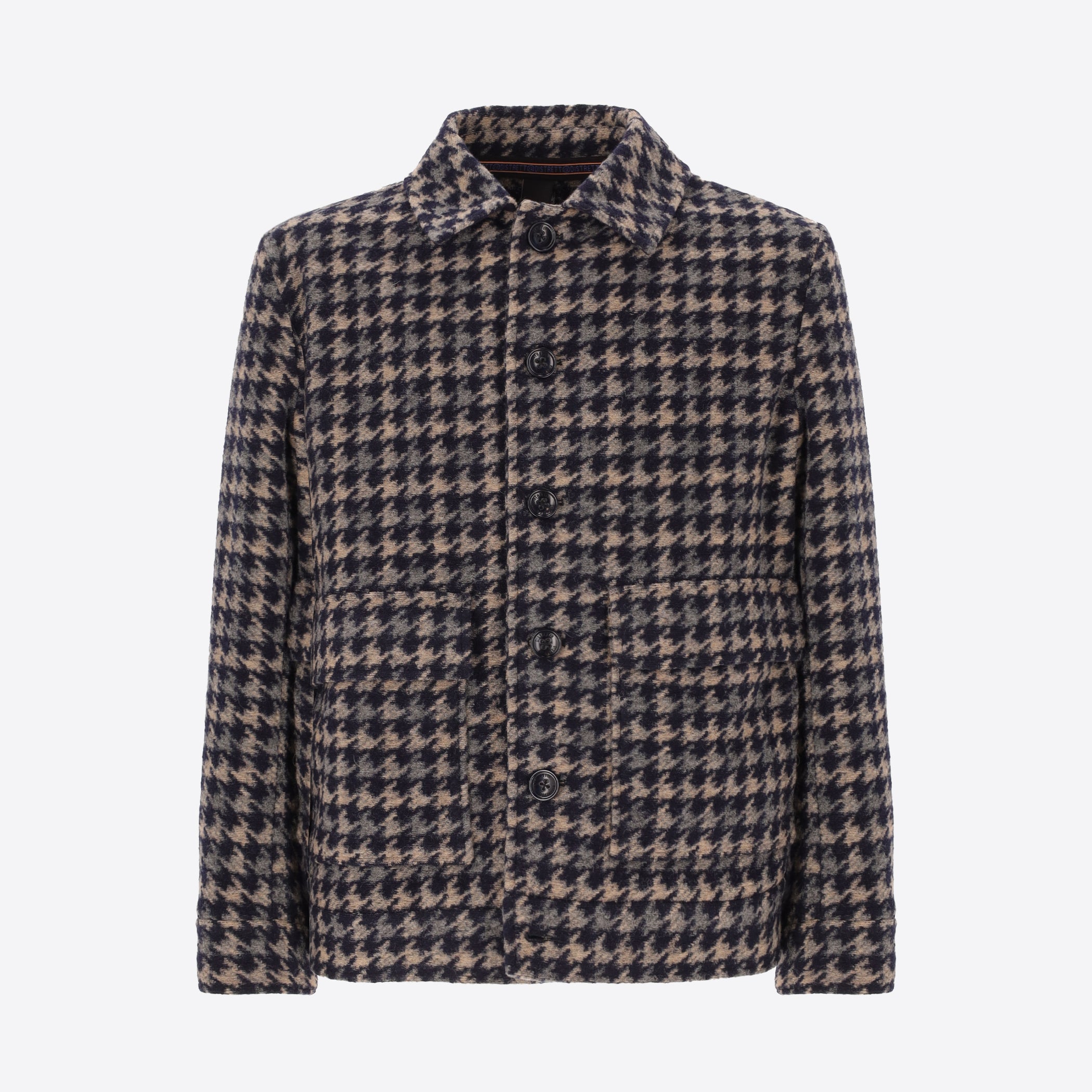 Cardiff Aviator-Jacke aus Nadelvlies-Wollmischung mit Hahnentrittmuster