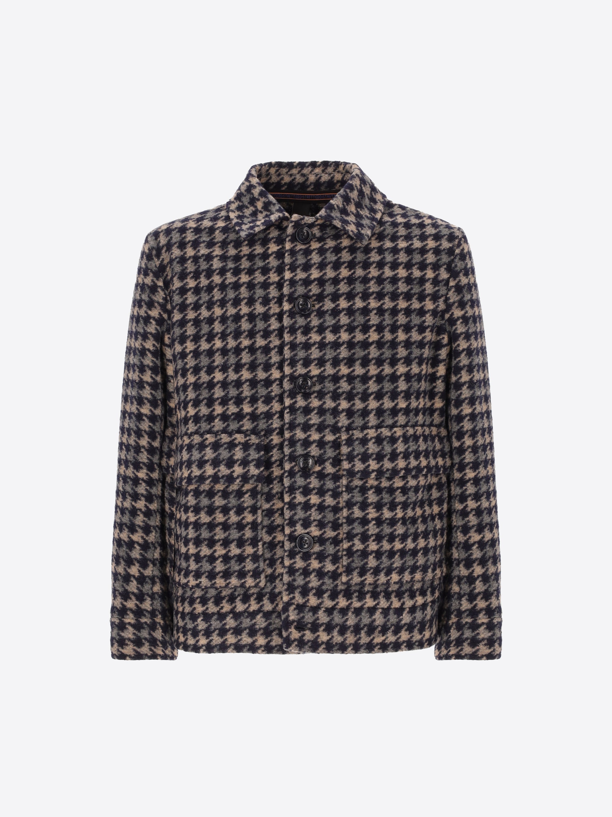 Cardiff Aviator-Jacke aus Nadelvlies-Wollmischung mit Hahnentrittmuster