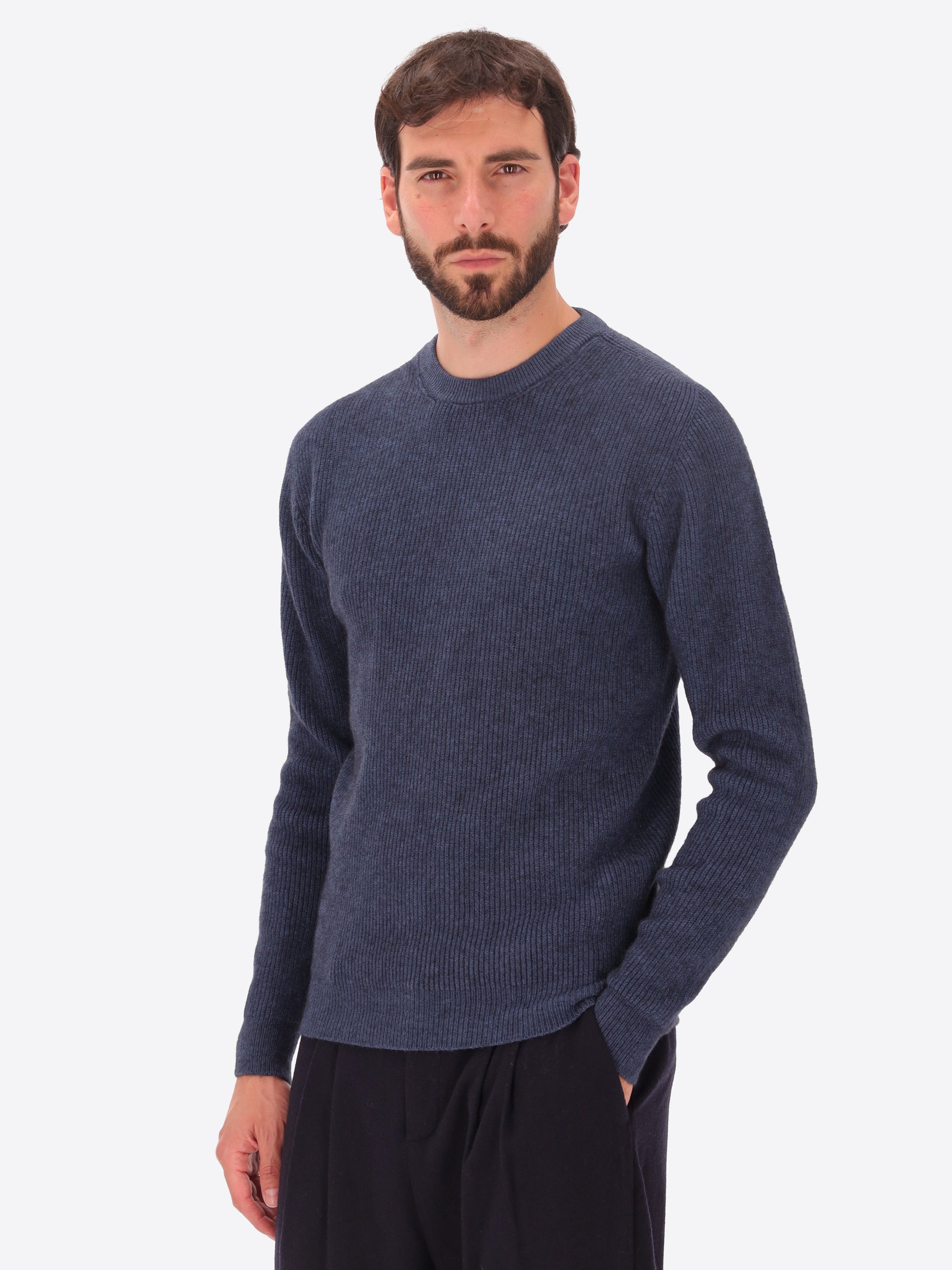 Maglia London Girocollo A Coste In Misto Viscosa