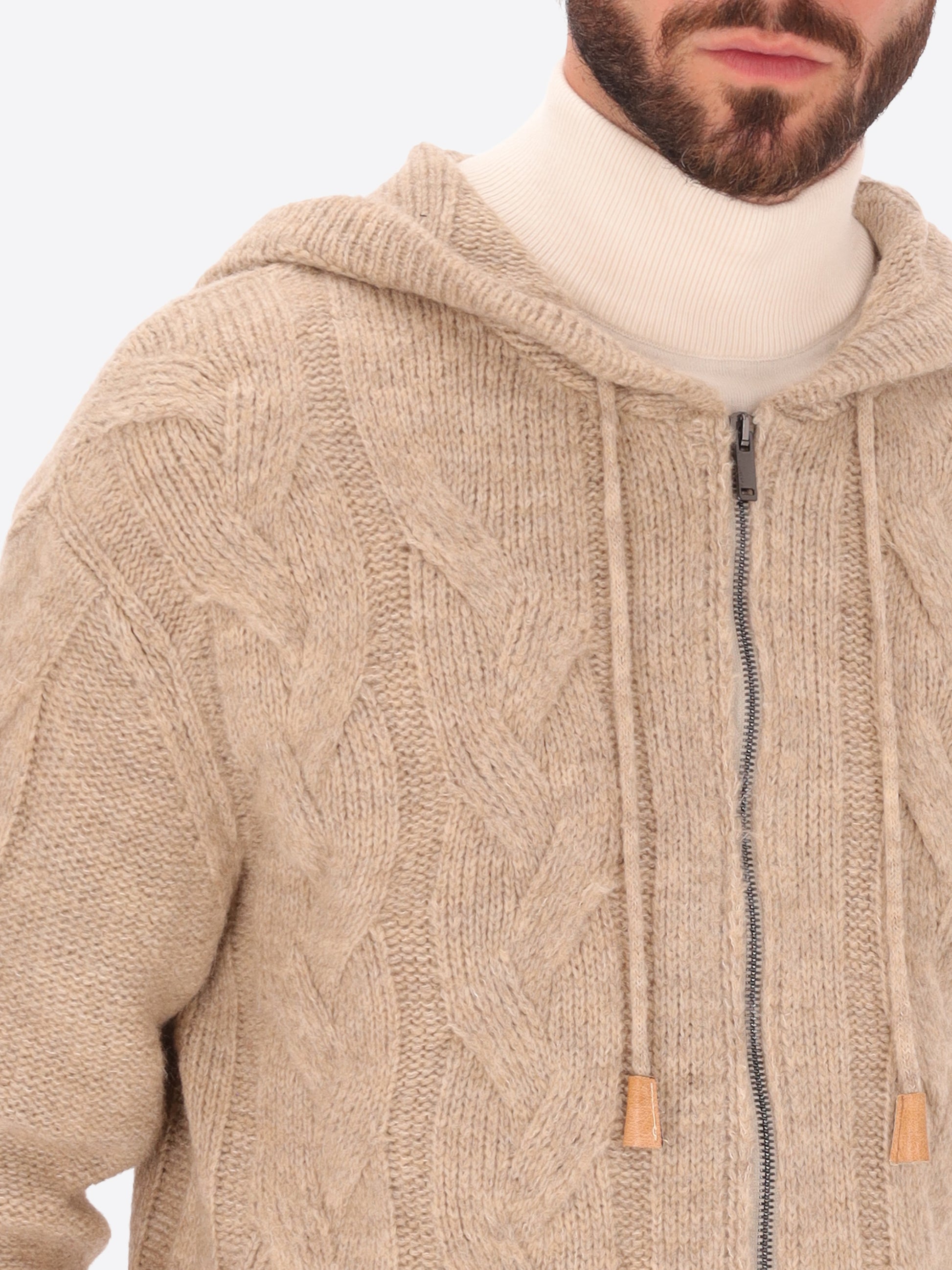 Kapuzenstrickpullover Mit Geflochtenem Muster Minton