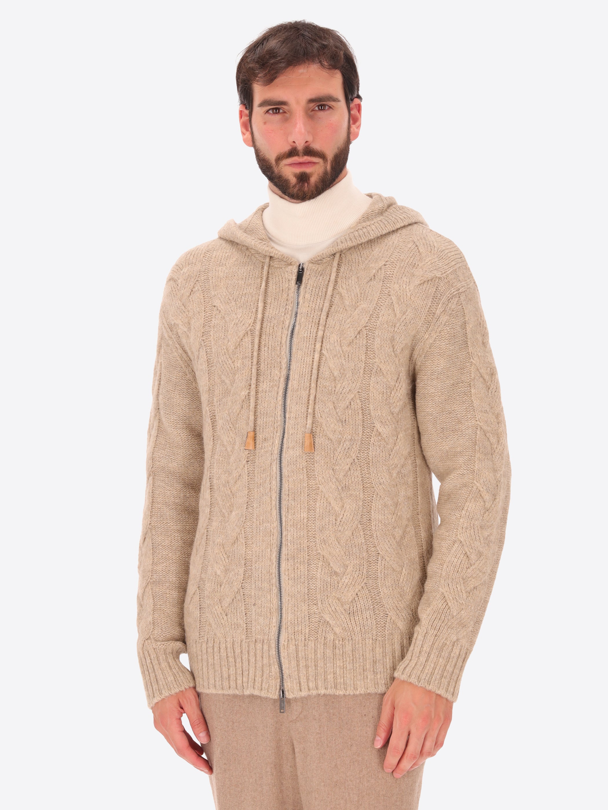 Kapuzenstrickpullover Mit Geflochtenem Muster Minton