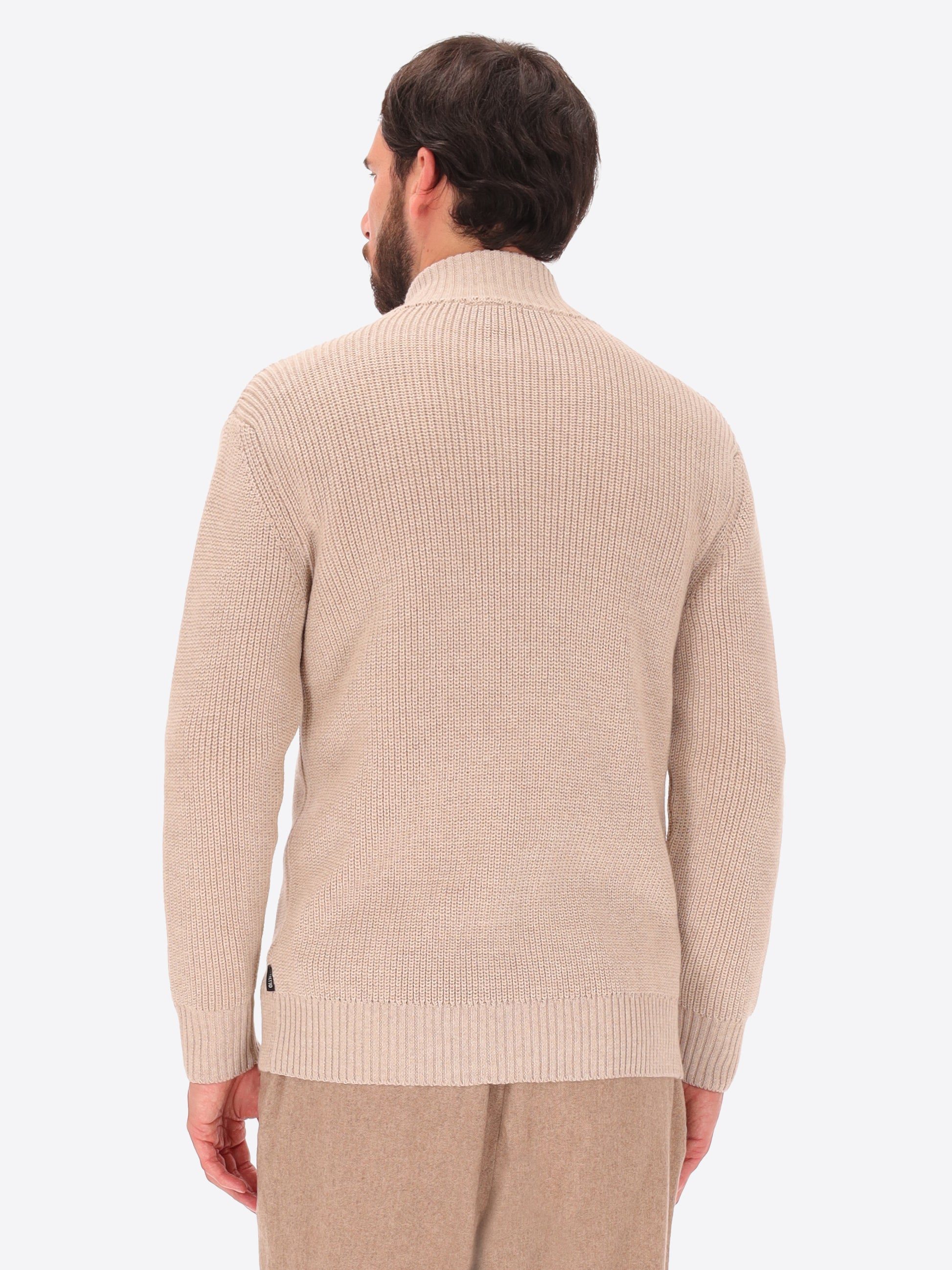 Muston Strickcardigan Hoher Kragen Mit Rippstrick