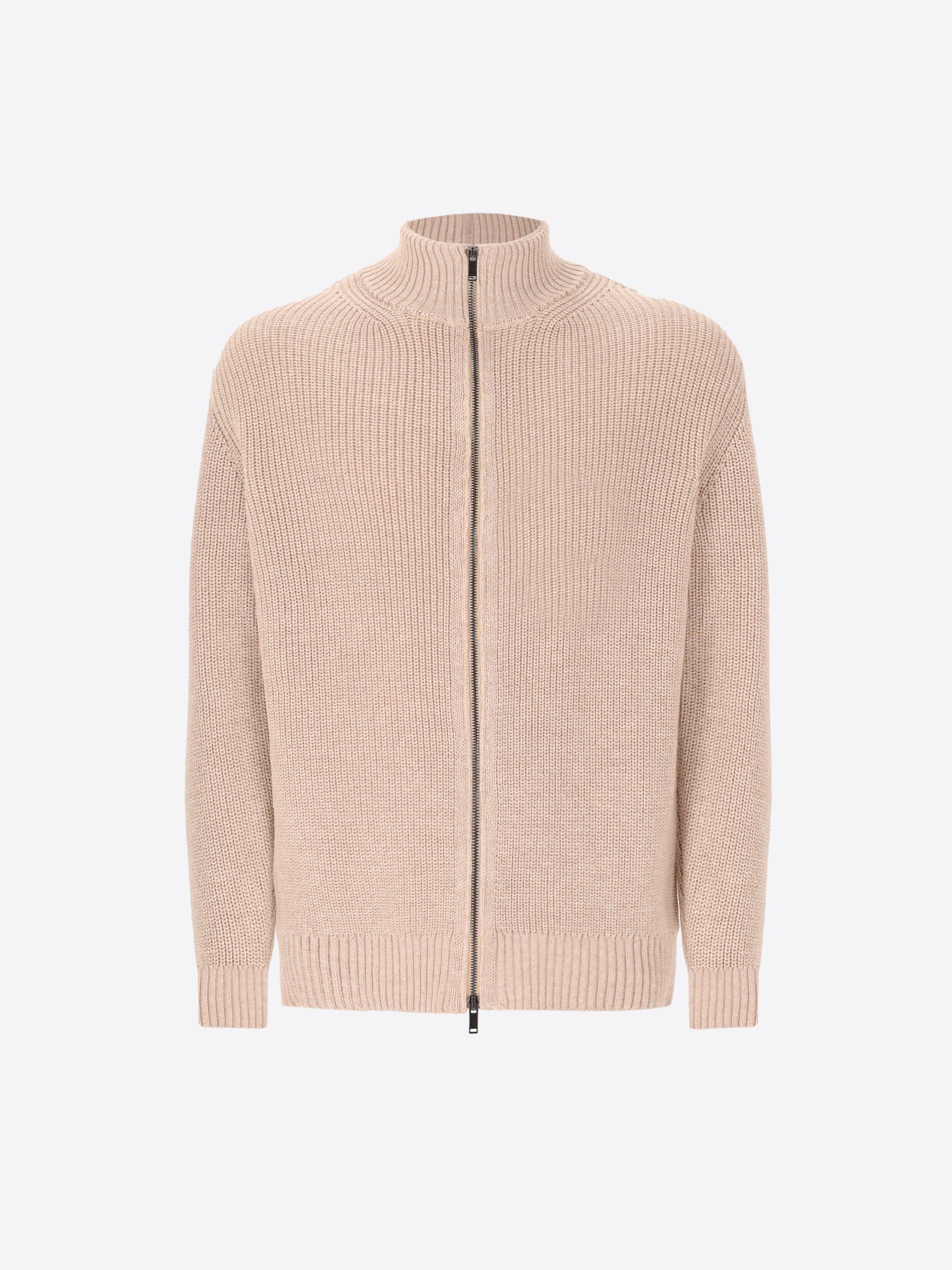 Muston Strickcardigan Hoher Kragen Mit Rippstrick
