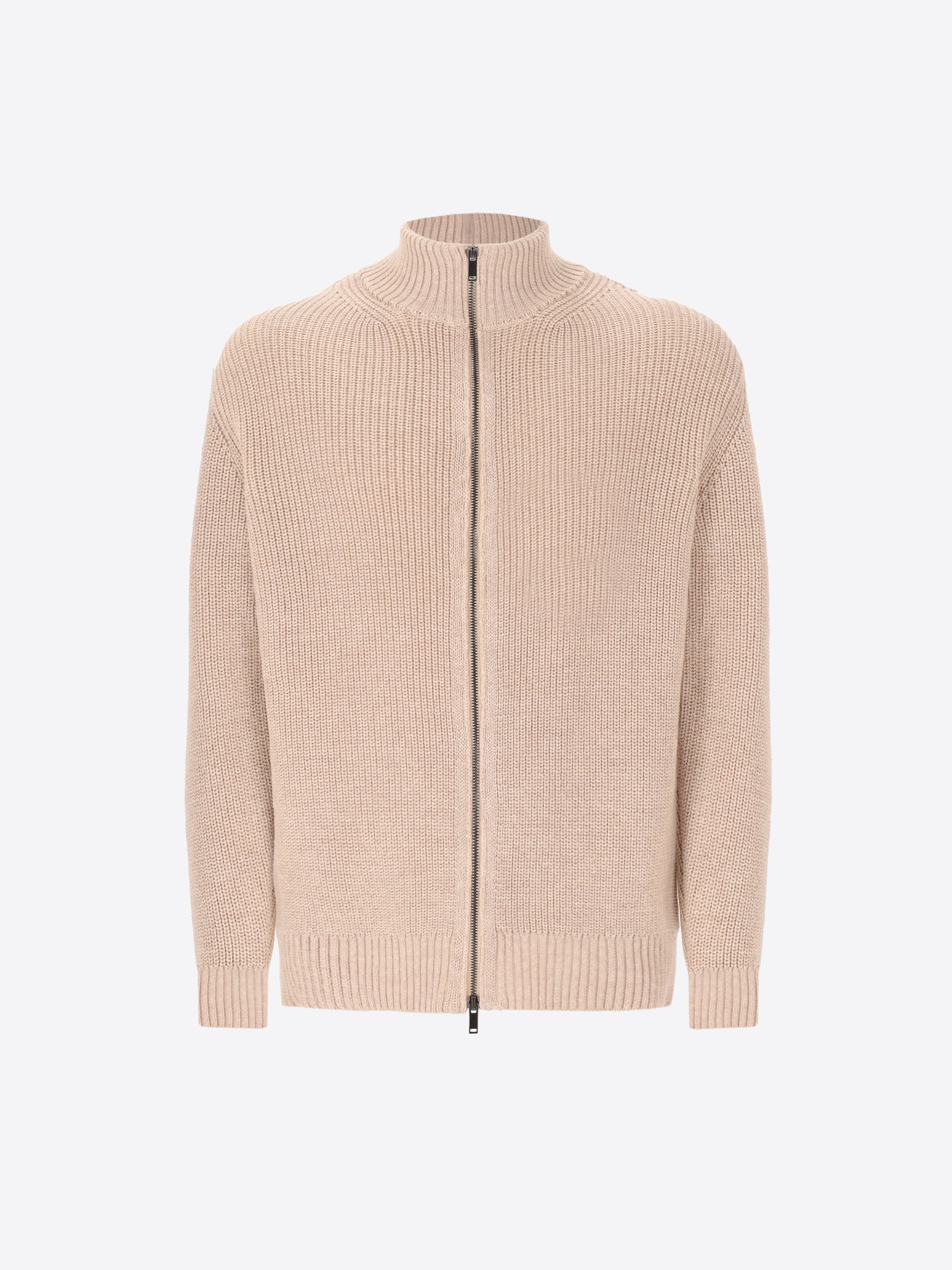 Muston Strickcardigan Hoher Kragen Mit Rippstrick