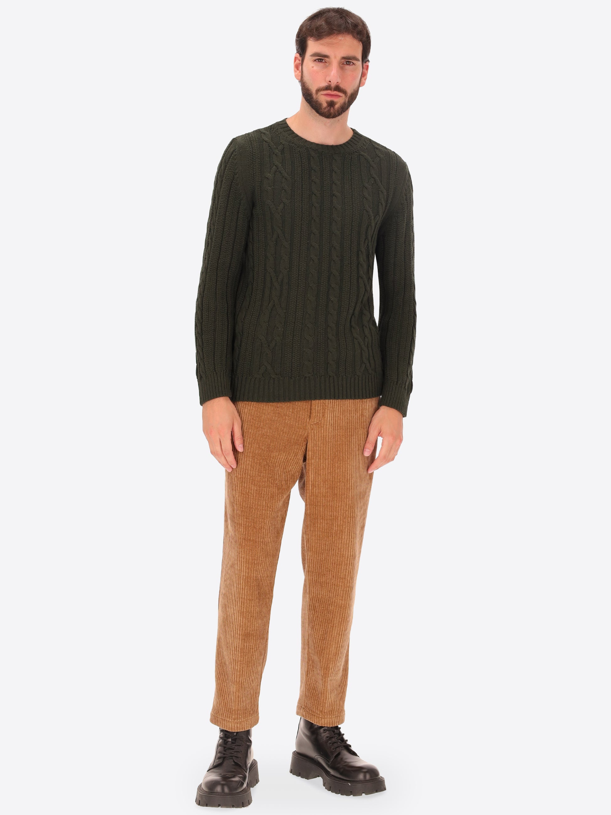 Rand Strickpullover Mit Zopfmuster Und Geometrischem Muster
