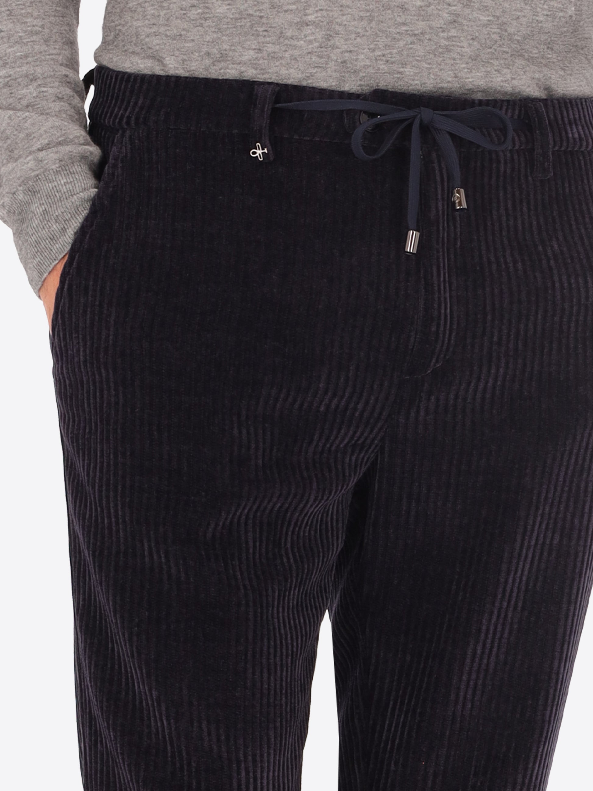 32" Pantalone York Torino In Velluto Con Costa Alla Francese