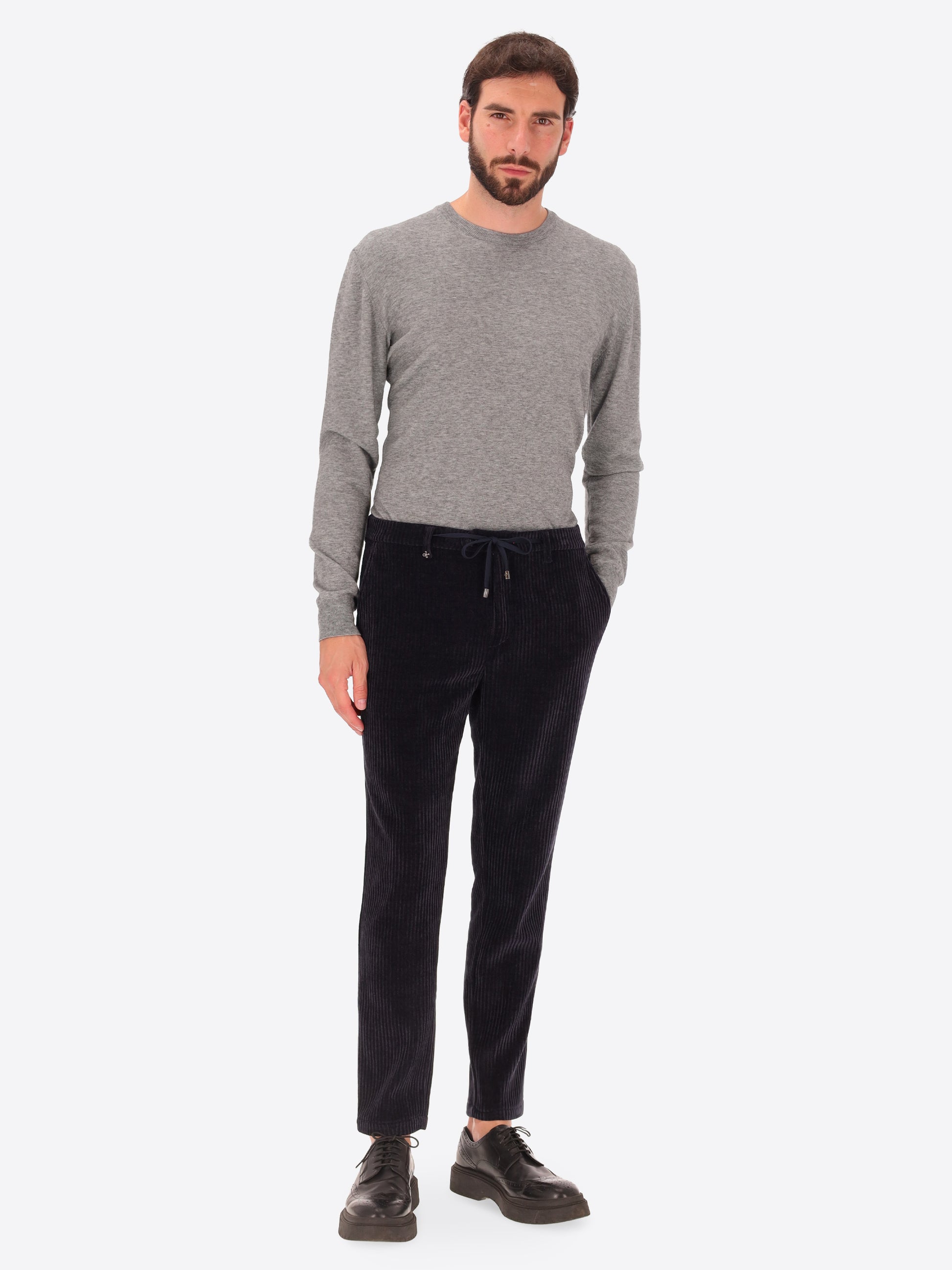 32" Pantalone York Torino In Velluto Con Costa Alla Francese