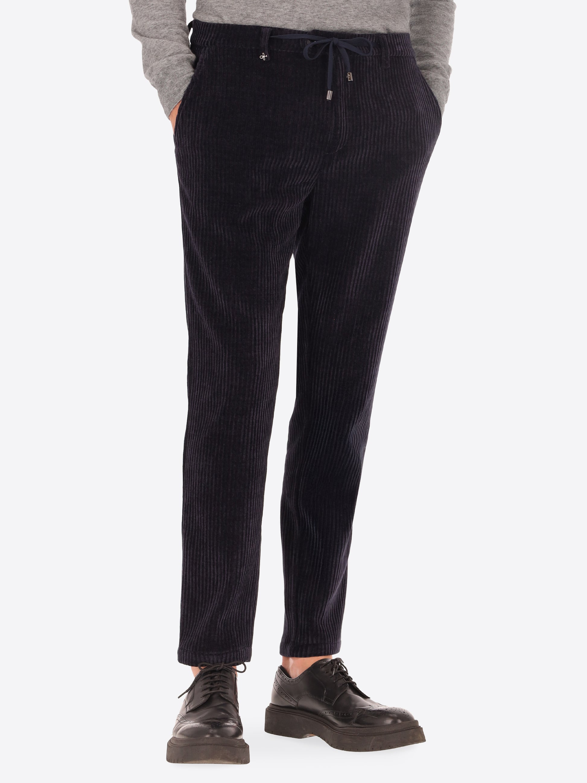 32" Pantalone York Torino In Velluto Con Costa Alla Francese