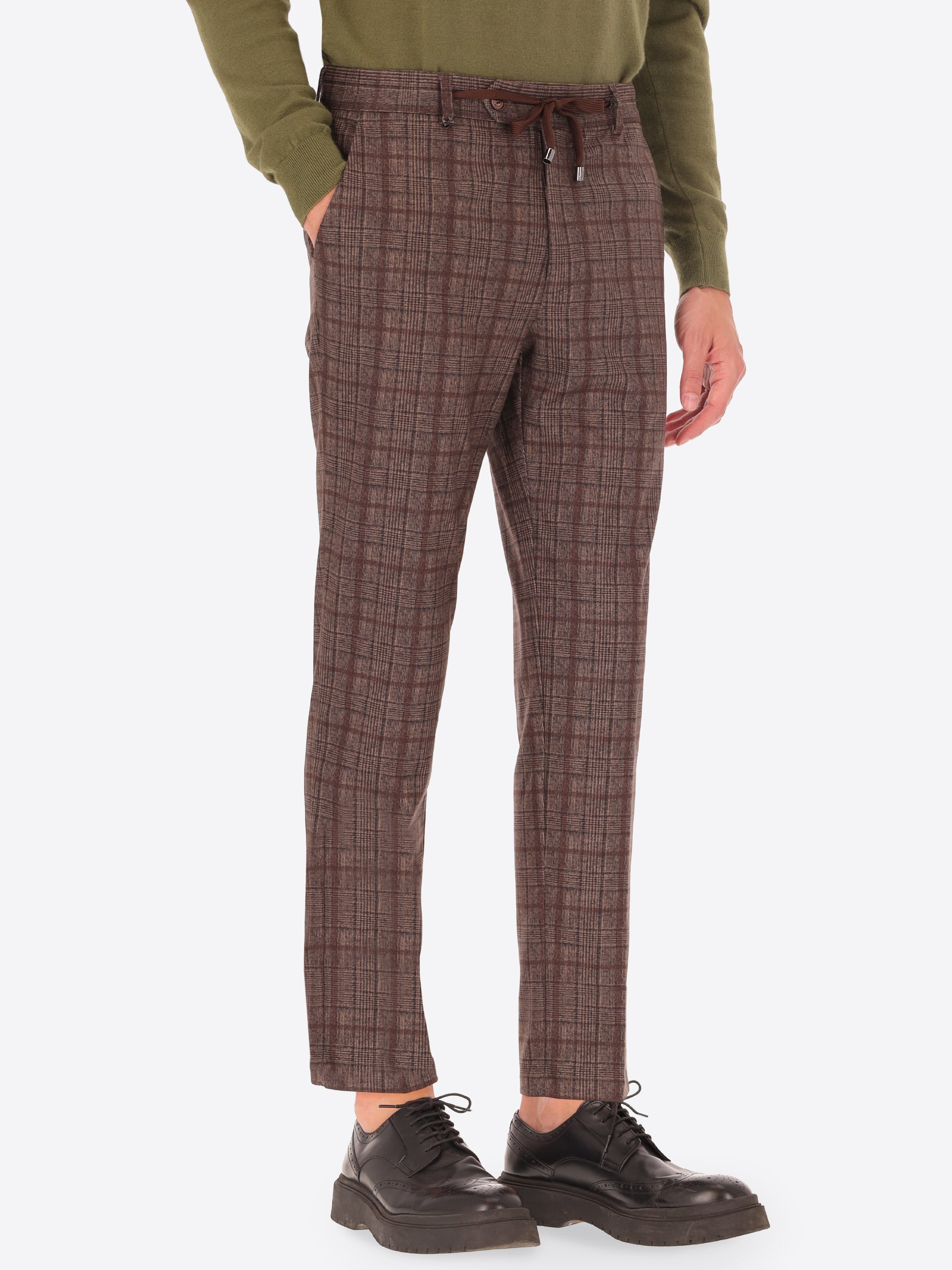 32" York Trousers Wells in Super-Comfort Prince of Wales Jersey Fabric