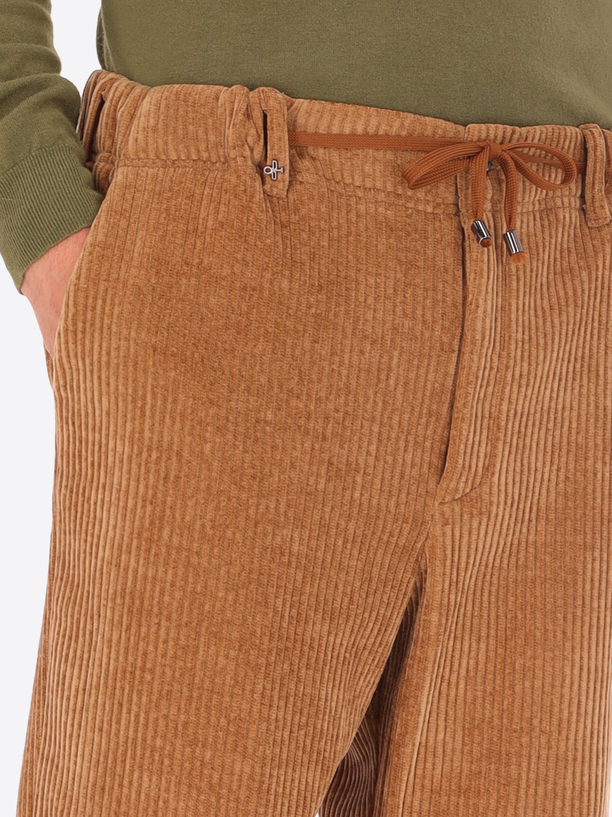 32" Pantalone Relax Torino In Velluto Con Costa Alla Francese