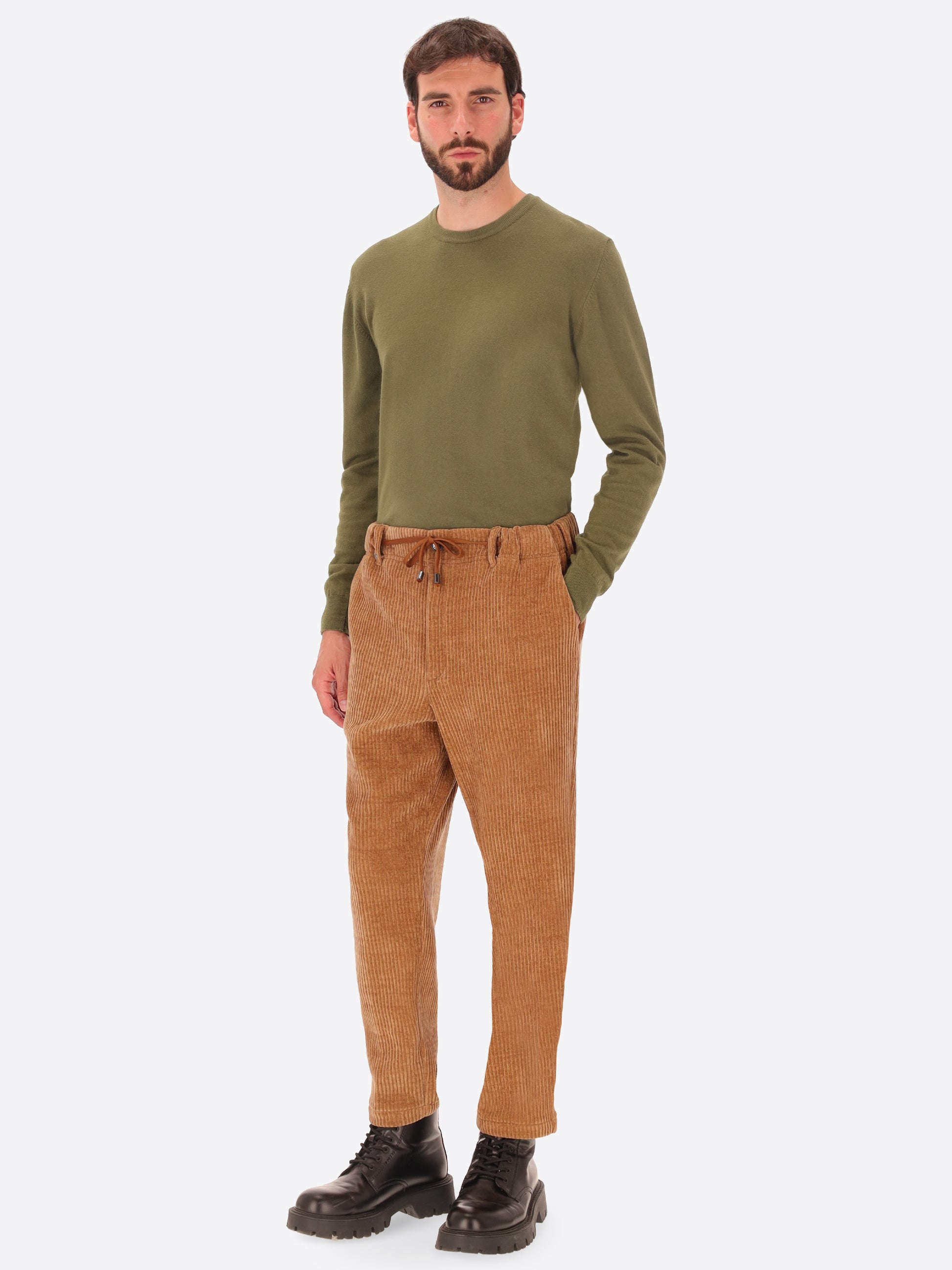 32" Pantalone Relax Torino In Velluto Con Costa Alla Francese