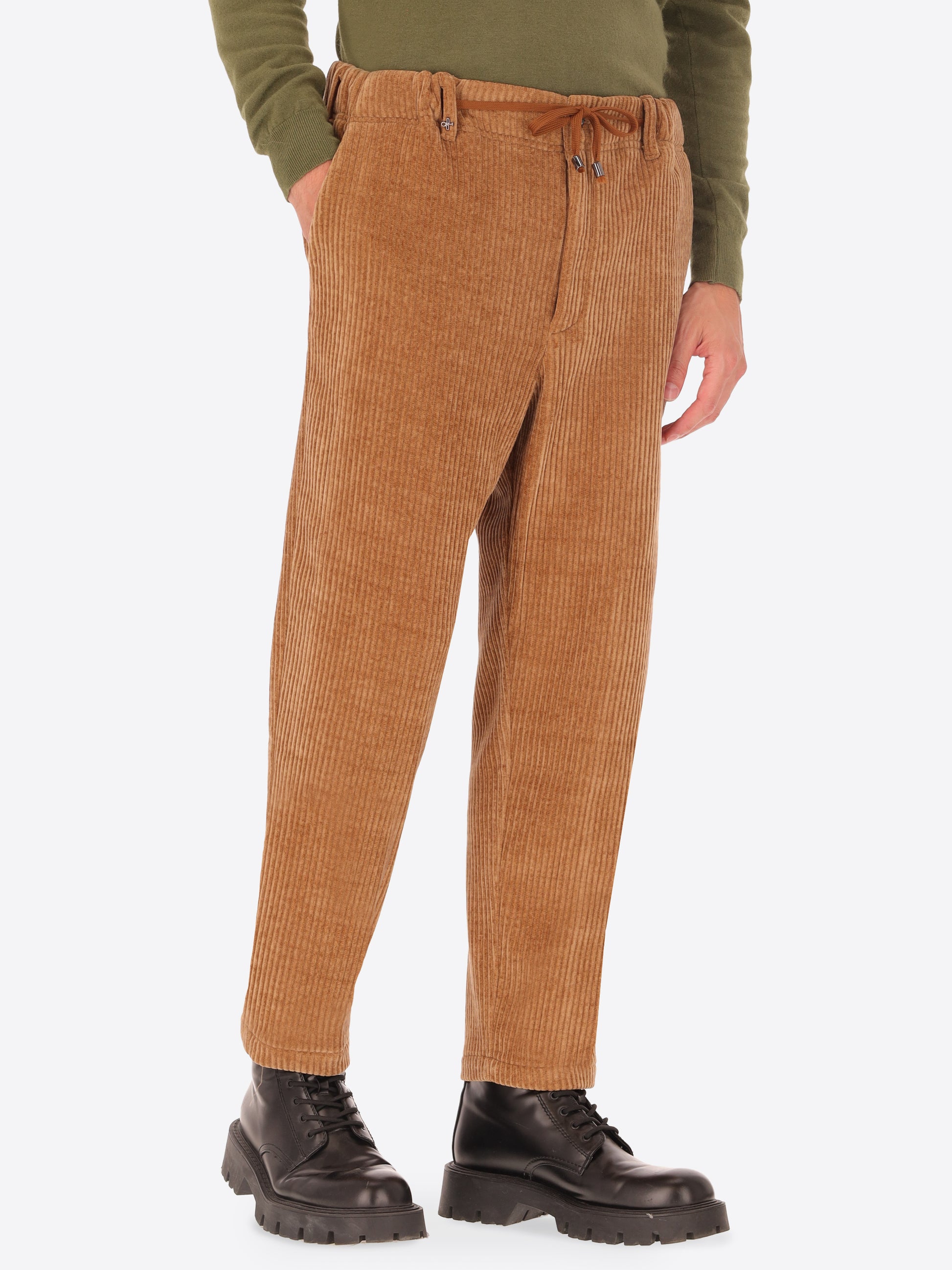 32" Pantalone Relax Torino In Velluto Con Costa Alla Francese