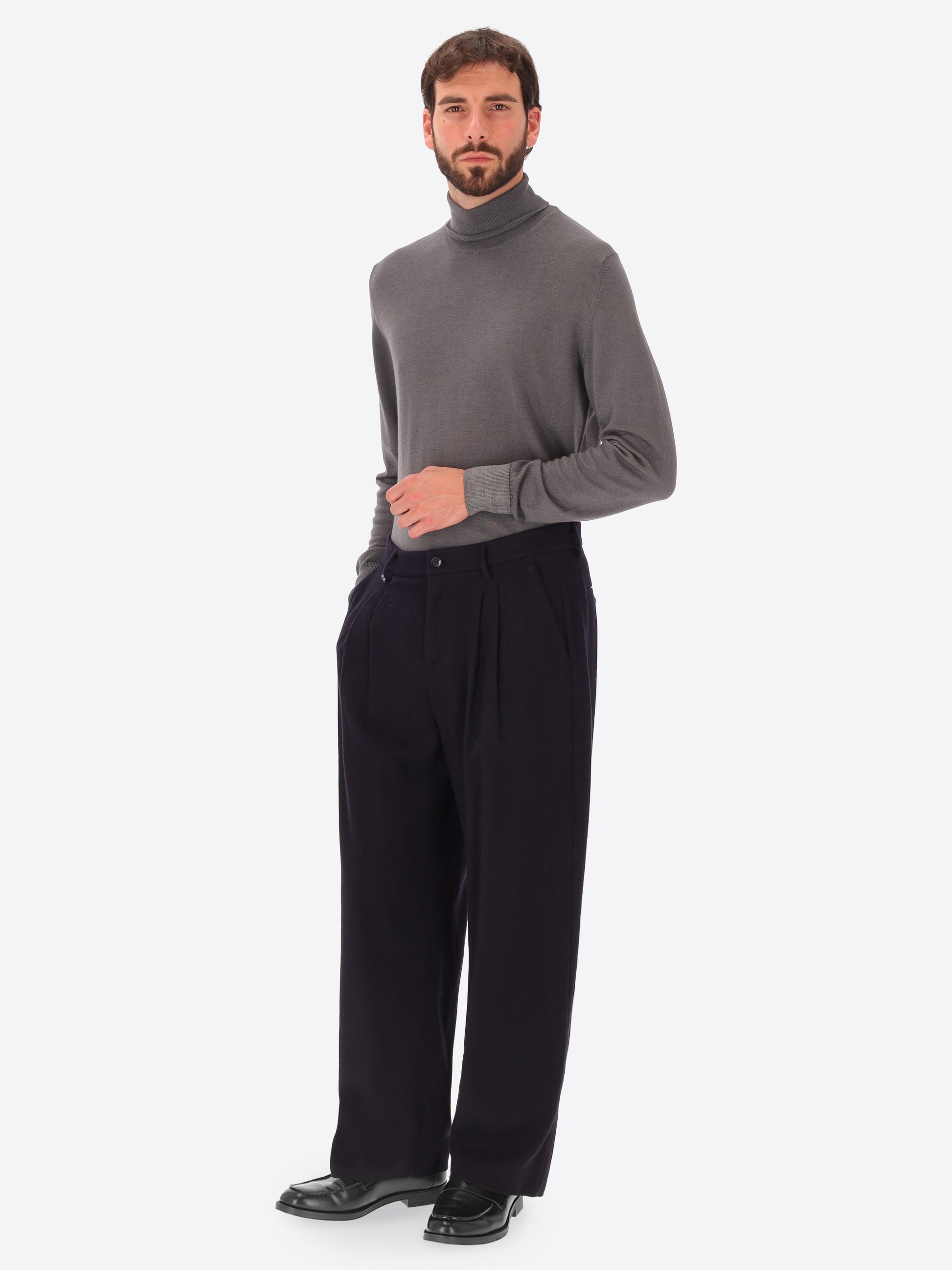 32" Lond Mélange Wool Blend Flannel Trousers Castle