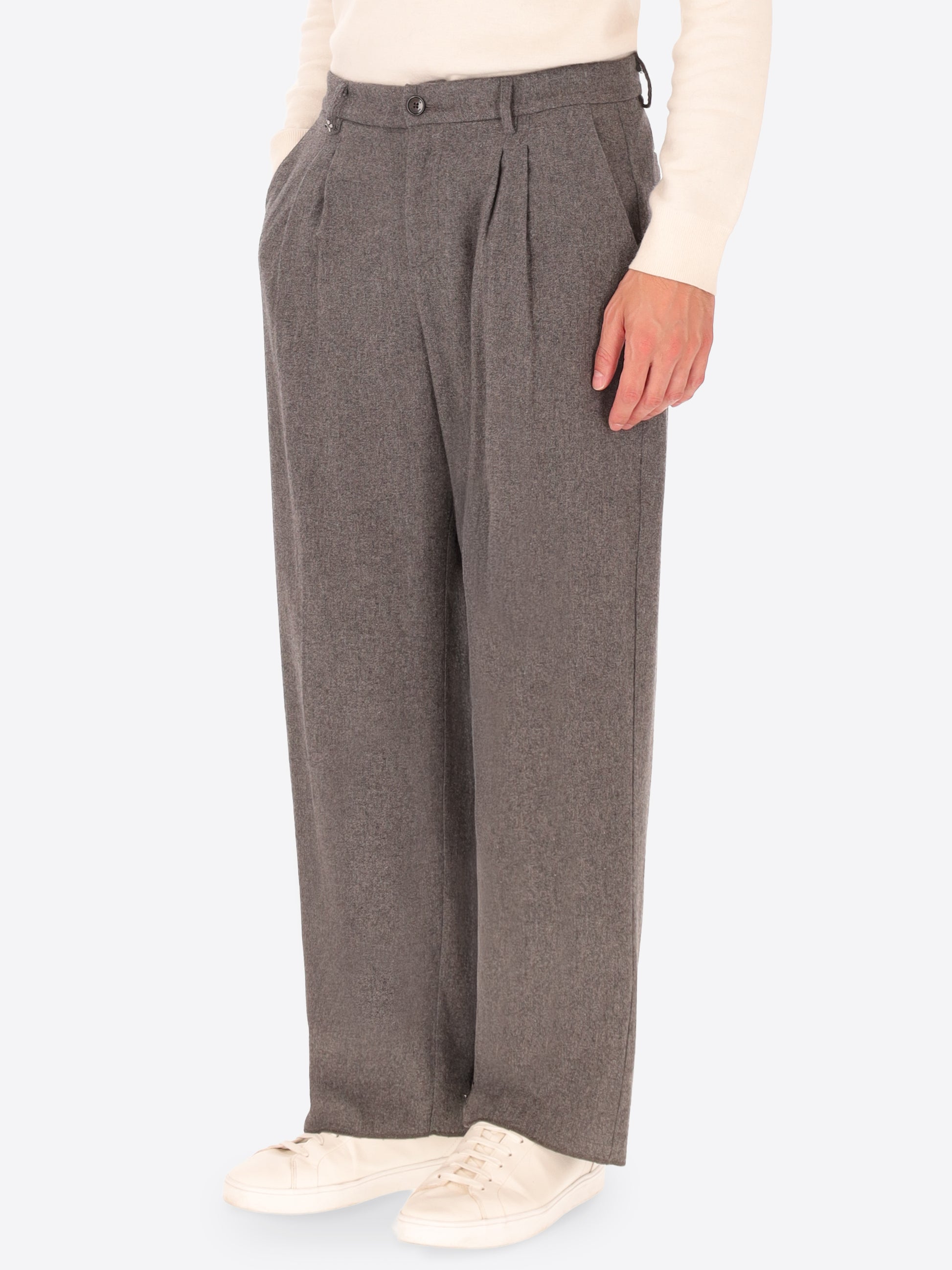 32" Lond Mélange Wool Blend Flannel Trousers Castle