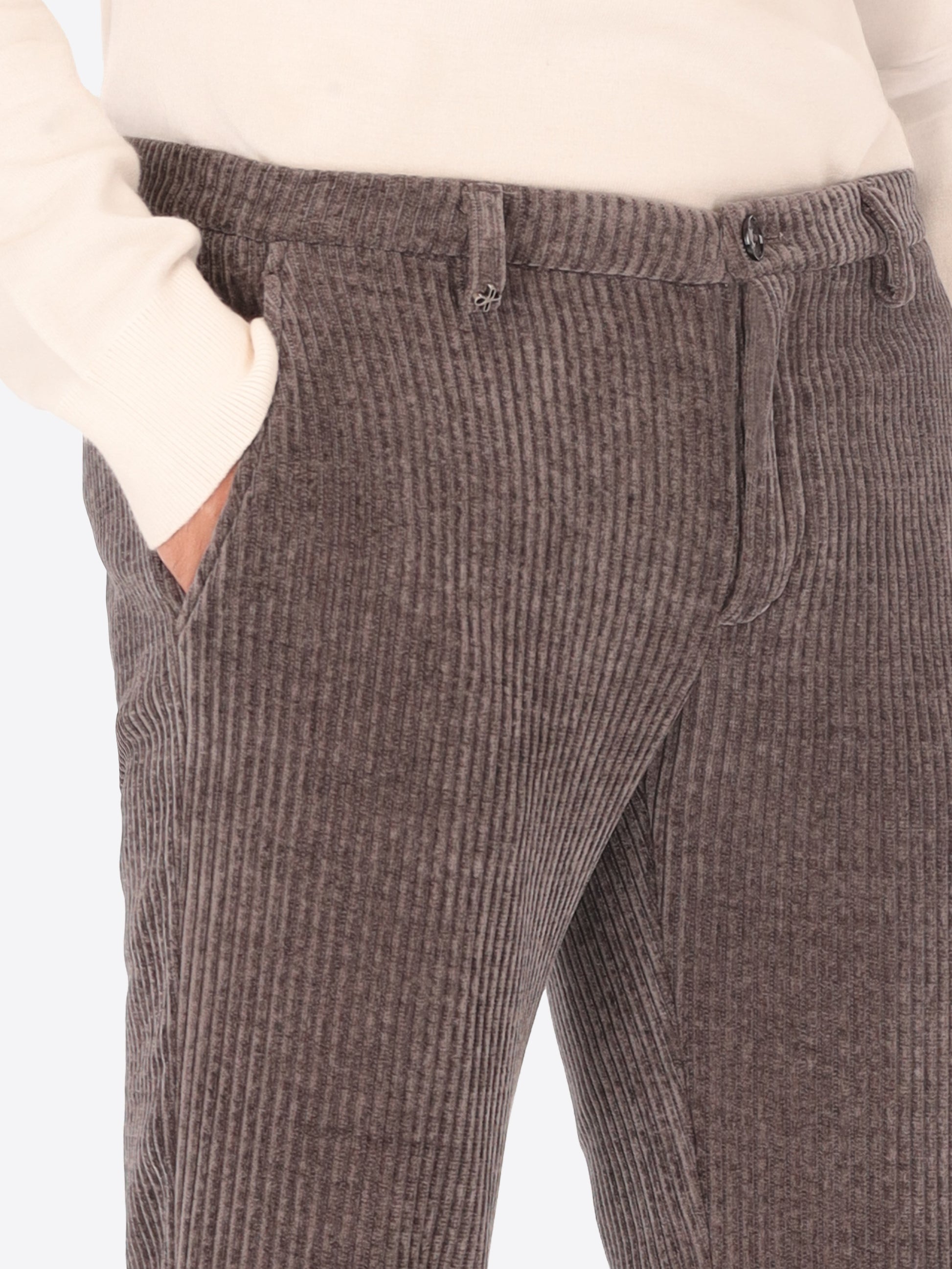 32" Pantalone Kos Torino In Velluto Con Costa Alla Francese